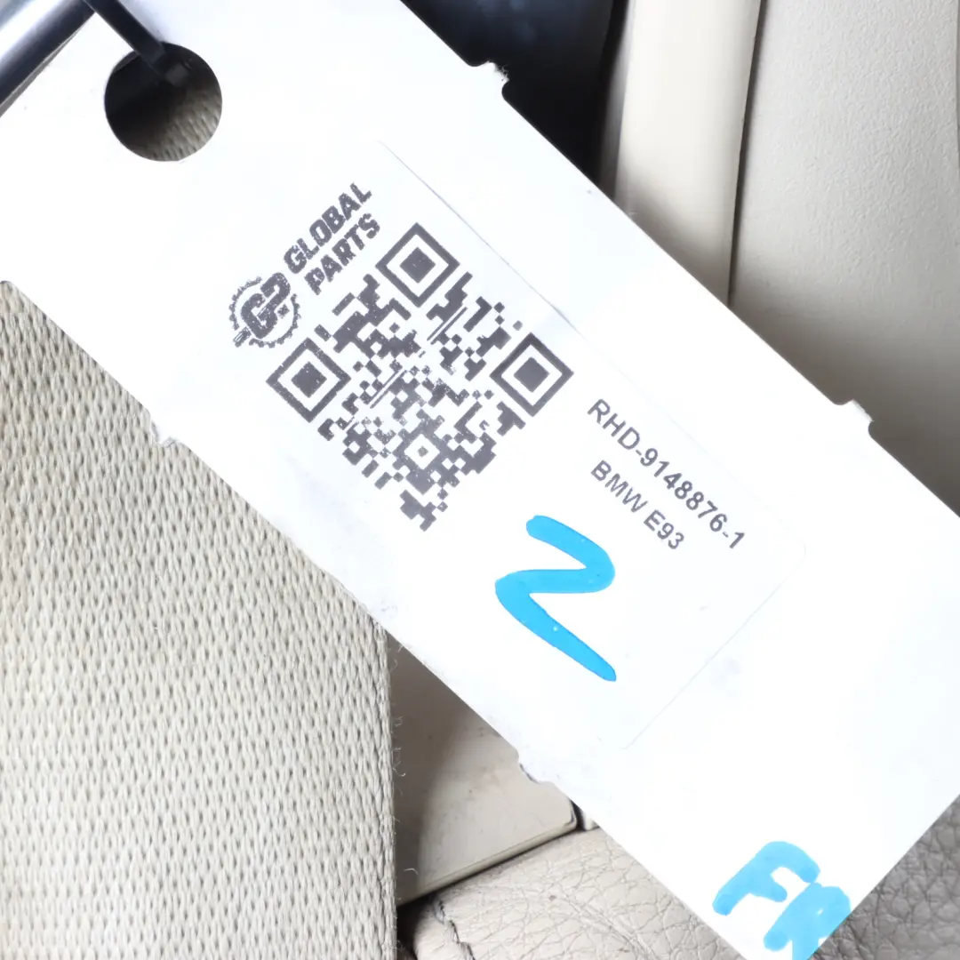 Front Right O/S Memory Leather Cream Beige to BMW E93 Convertible Sport Seat with Part number 9148876 BMW E93 Convertible Sport Seat Front Right O/S Memory Leather Cream Beige - SKU RHD-9148876-1 - Part number 9148876