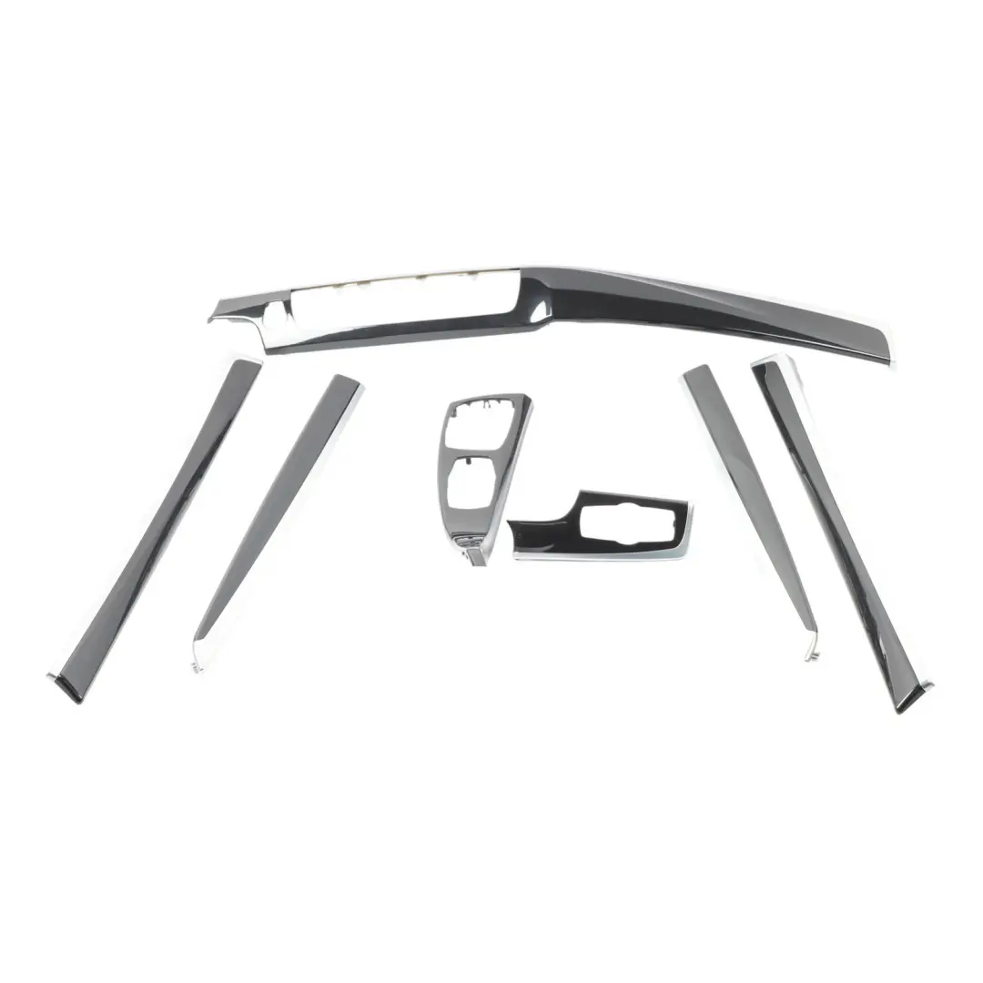 BMW F10 F11 Decor Strip Trim Dashboard Console Cover Glossy Black Chrom SET - SKU RHD-9192934-2 - Part number 9192934