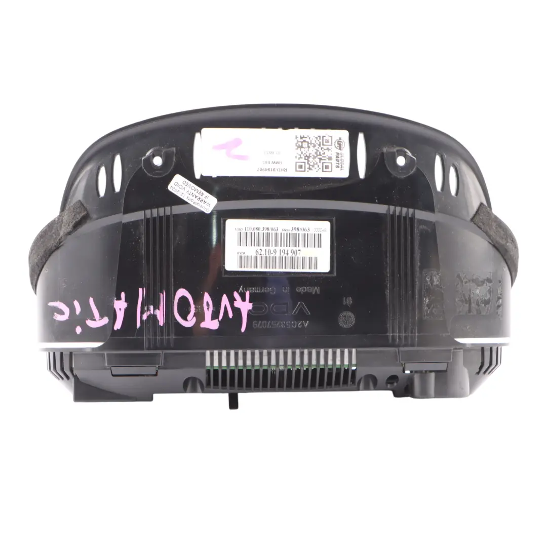 Instrument Cluster Speedo Clocks Automatic to BMW E63 E64 LCI Diesel with Part number 9194907 BMW E63 E64 LCI Diesel Instrument Cluster Speedo Clocks Automatic - SKU RHD-9194907 - Part number 9194907