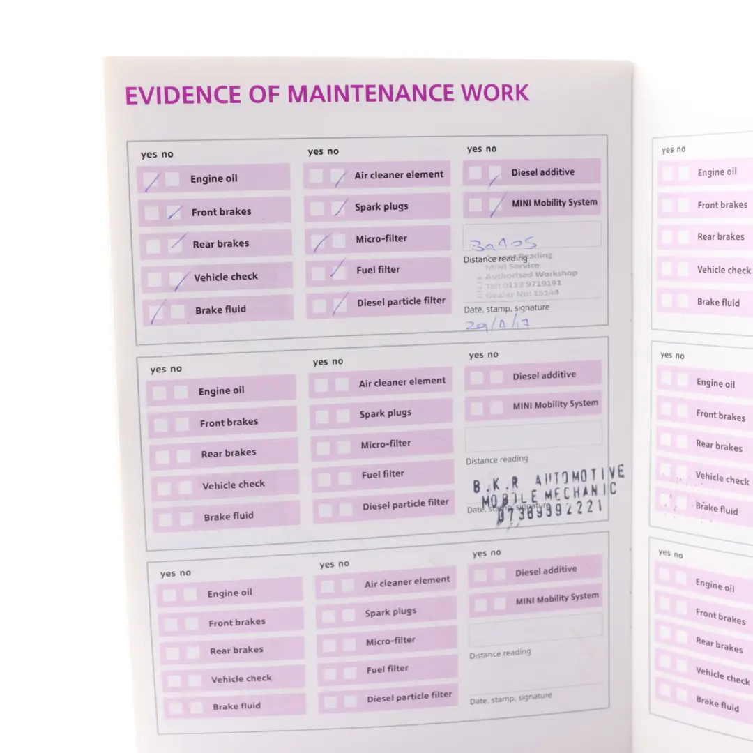 BMW Mini Cooper One R56 4 Service Book Booklet Instruction - SKU 0013611-4 - Part number 0013611