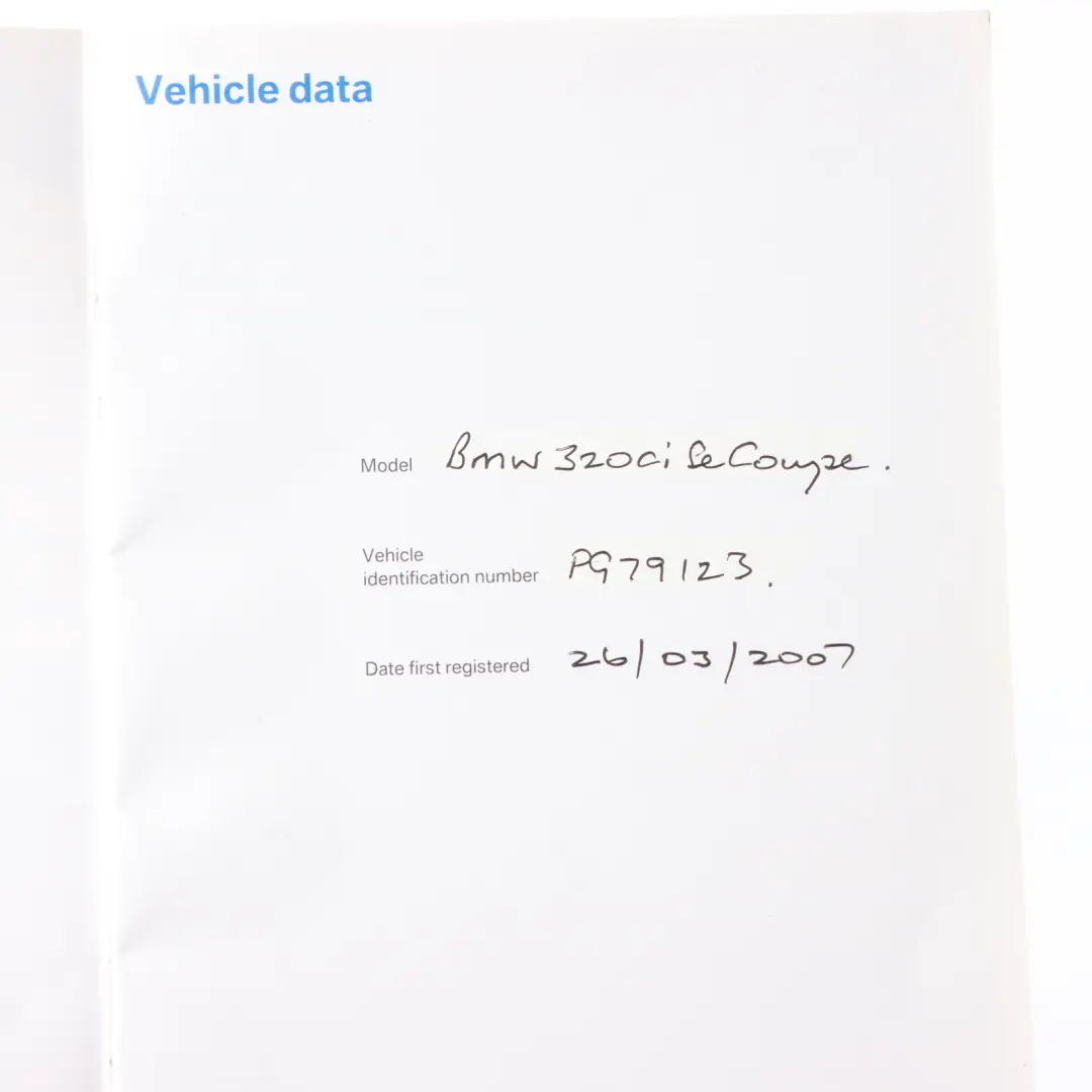 BMW E92 Coupe Owner's Handbook Service Booklet Pouch Wallet Case - SKU 0013673 - Part number 0013673