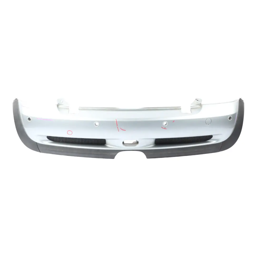 Complete Rear Bumper PDC Panel Pure Silver - 900 to Mini R52 Cabrio Cooper S with Part number 0309220 Mini R52 Cabrio Cooper S Complete Rear Bumper PDC Panel Pure Silver - 900 - SKU 0309220-PS - Part number 0309220
