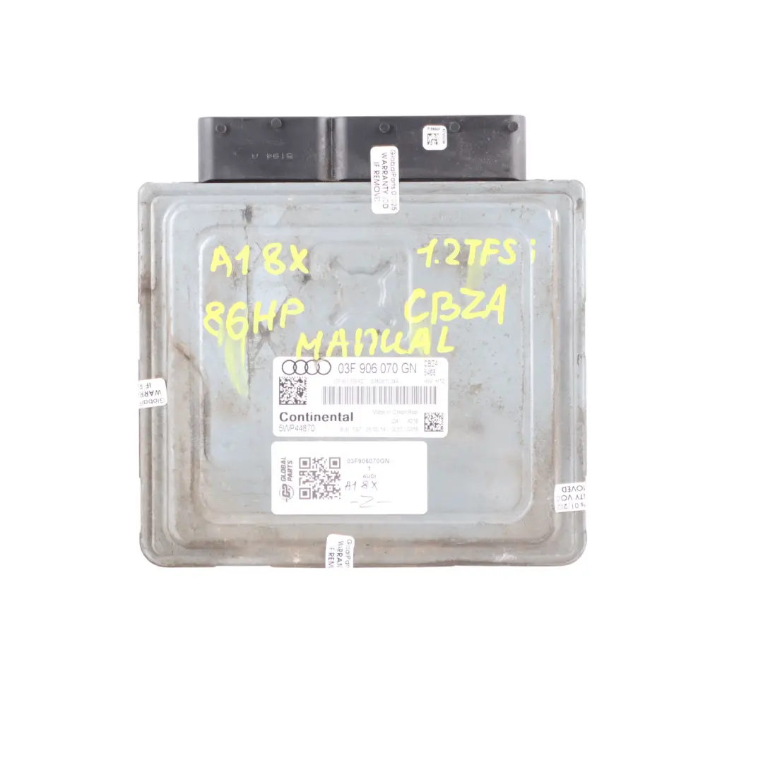 Audi A1 8X 1.2 TFSI CBZA 86HP Engine ECU Kit Ignition + Key Manual - SKU 03F906070GN-1 - Part number 03F906070GN