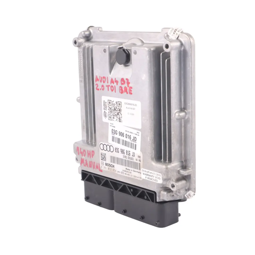 Manuel module ECU l'unité contrôle moteur diesel pour Audi A4 B7 2.0 TDI à propos du numéro de pièce 03G906016JD Audi A4 B7 2.0 TDI Manuel module ECU l'unité contrôle moteur diesel - SKU 03G906016JD - Numéro de pièce 03G906016JD