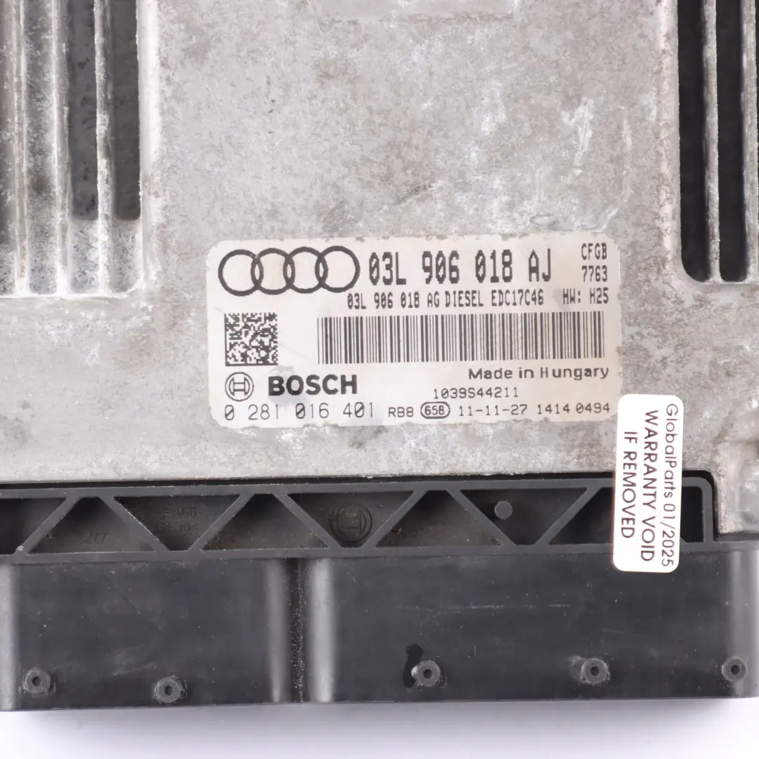 Audi A3 8P 2.0 TDI 170HP CFGB Engine ECU Unit Kit Key + Lock Manual - SKU 03L906018AJ - Part number 03L906018AJ