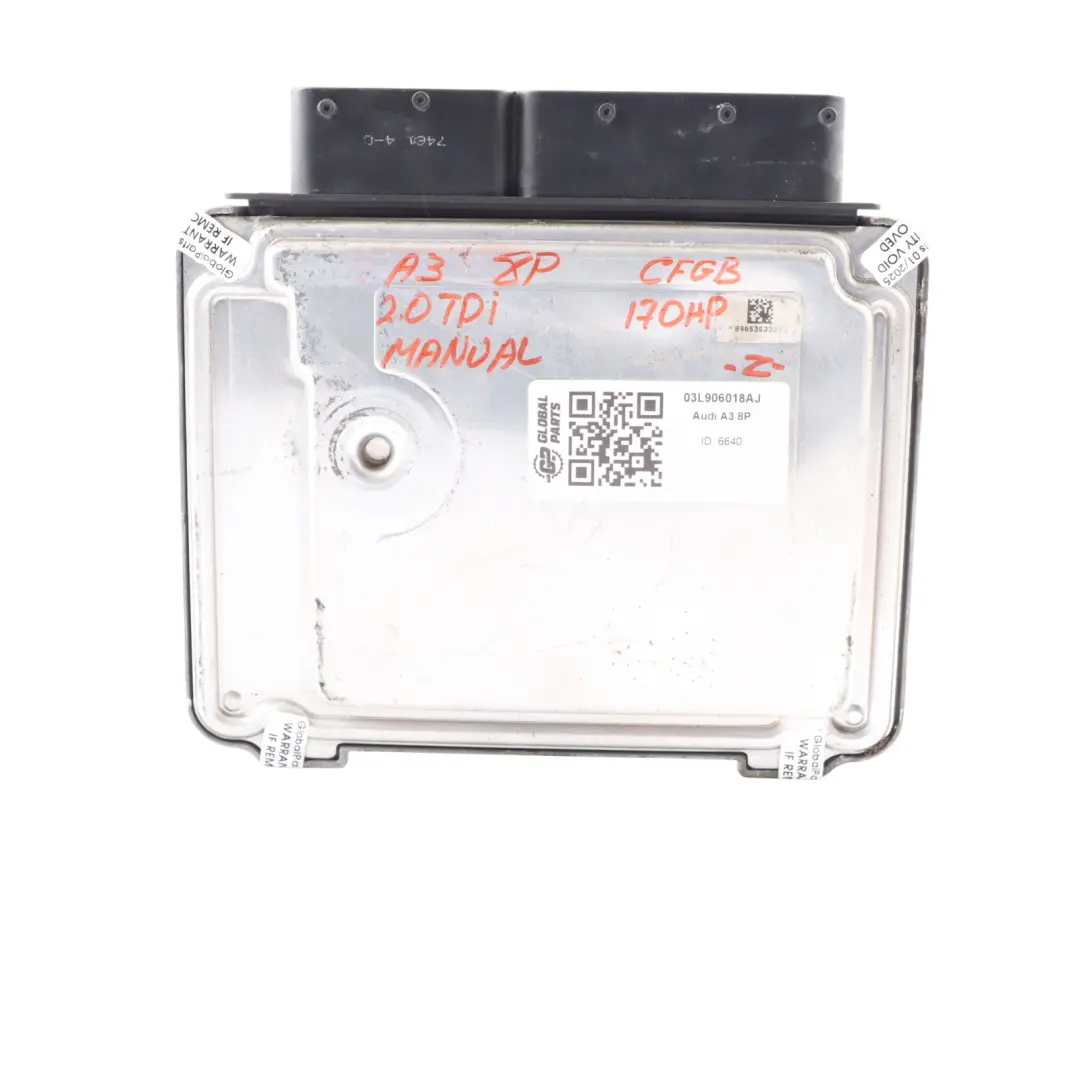Audi A3 8P 2.0 TDI 170HP CFGB Engine ECU Unit Kit Key + Lock Manual - SKU 03L906018AJ - Part number 03L906018AJ