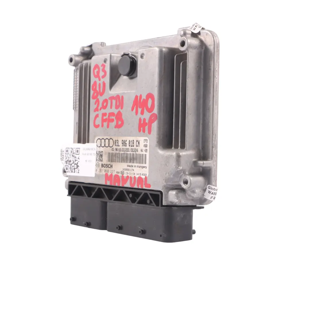140HP CFFB Quattro control motor ECU Manual para Audi Q3 8U 2.0 TDI con número de pieza 03L906018CN Audi Q3 8U 2.0 TDI 140HP CFFB Quattro control motor ECU Manual - SKU 03L906018CN - Número de pieza 03L906018CN