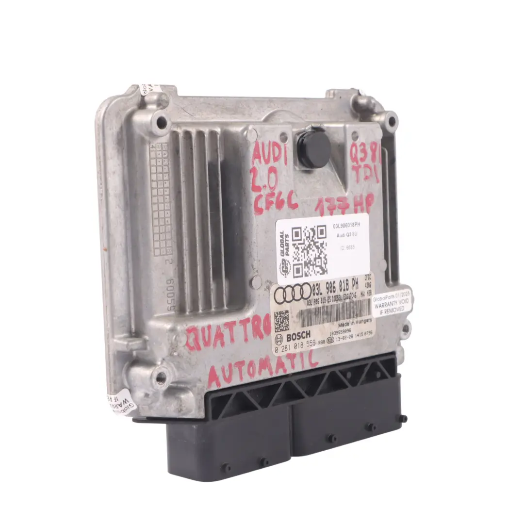 CFGC 177HP Quattro Unité de contrôle moteur ECU pour Audi Q3 8U 2.0 TDI à propos du numéro de pièce 03L906018PH Audi Q3 8U 2.0 TDI CFGC 177HP Quattro Unité de contrôle moteur ECU - SKU 03L906018PH - Numéro de pièce 03L906018PH