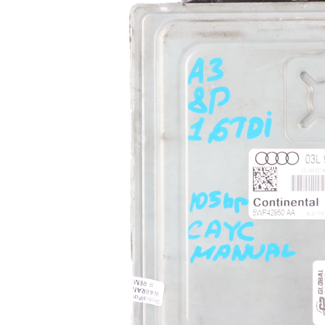 105HP CAYC Diesel Engine Control Unit ECU Module to Audi A3 8P 1.6 TDI with Part number 03L906023PP Audi A3 8P 1.6 TDI 105HP CAYC Diesel Engine Control Unit ECU Module - SKU 03L906023PP - Part number 03L906023PP
