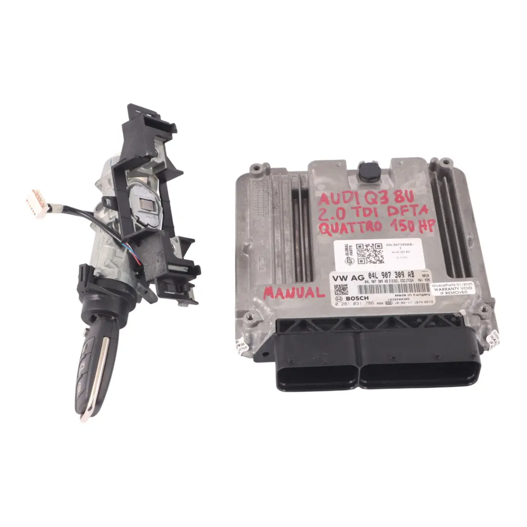 DFTA 150HP Quattro Motor Kit ECU Llave encendido para Audi Q3 8U 2.0 TDI con número de pieza 04L907309AB Audi Q3 8U 2.0 TDI DFTA 150HP Quattro Motor Kit ECU Llave encendido - SKU 04L907309AB-1 - Número de pieza 04L907309AB
