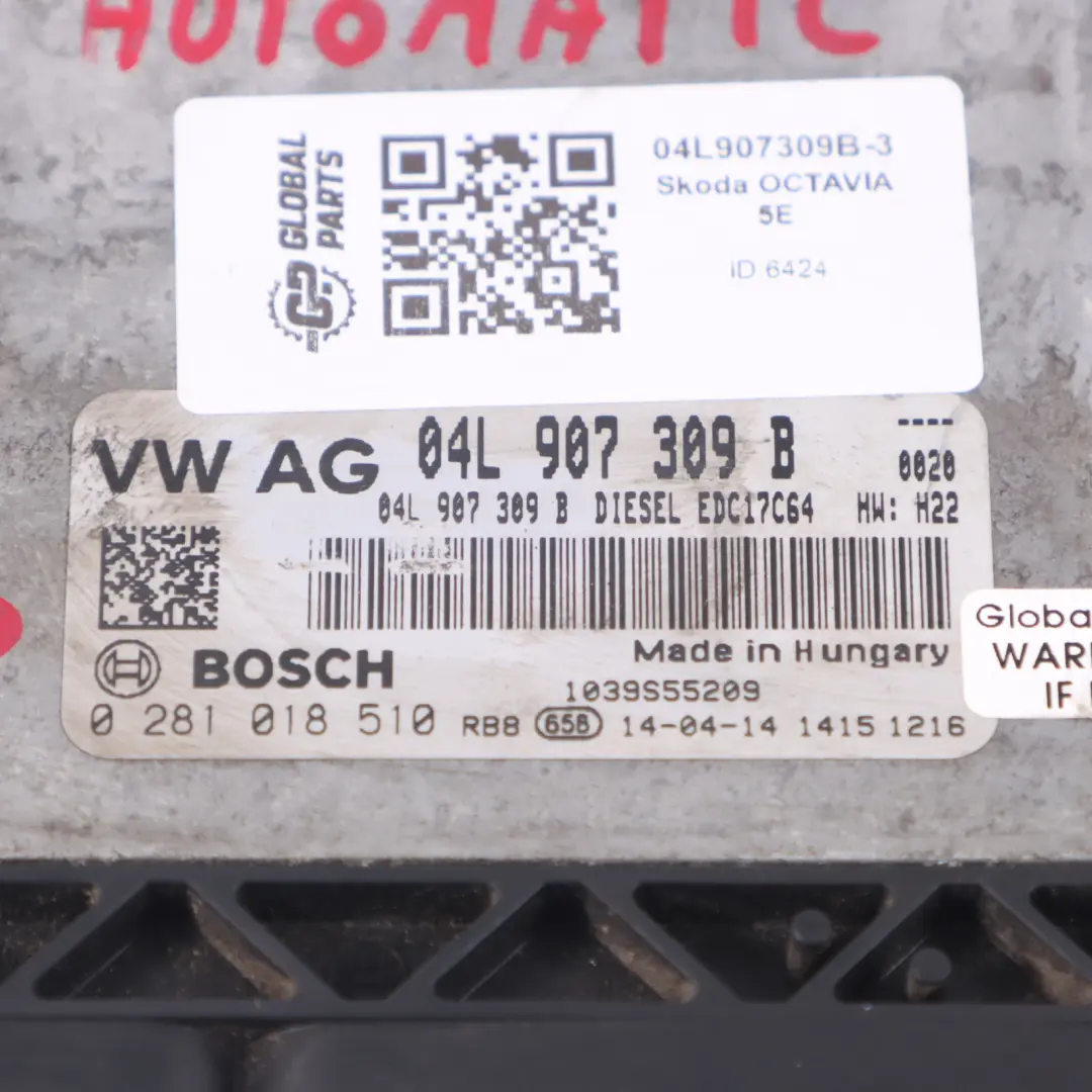Mk3 5E 1.6 TDI CLHA 105HP Kit ECU Moteur Clé d'allumage pour Skoda Octavia à propos du numéro de pièce 04L907309B Skoda Octavia Mk3 5E 1.6 TDI CLHA 105HP Kit ECU Moteur Clé d'allumage - SKU 04L907309B-3 - Numéro de pièce 04L907309B