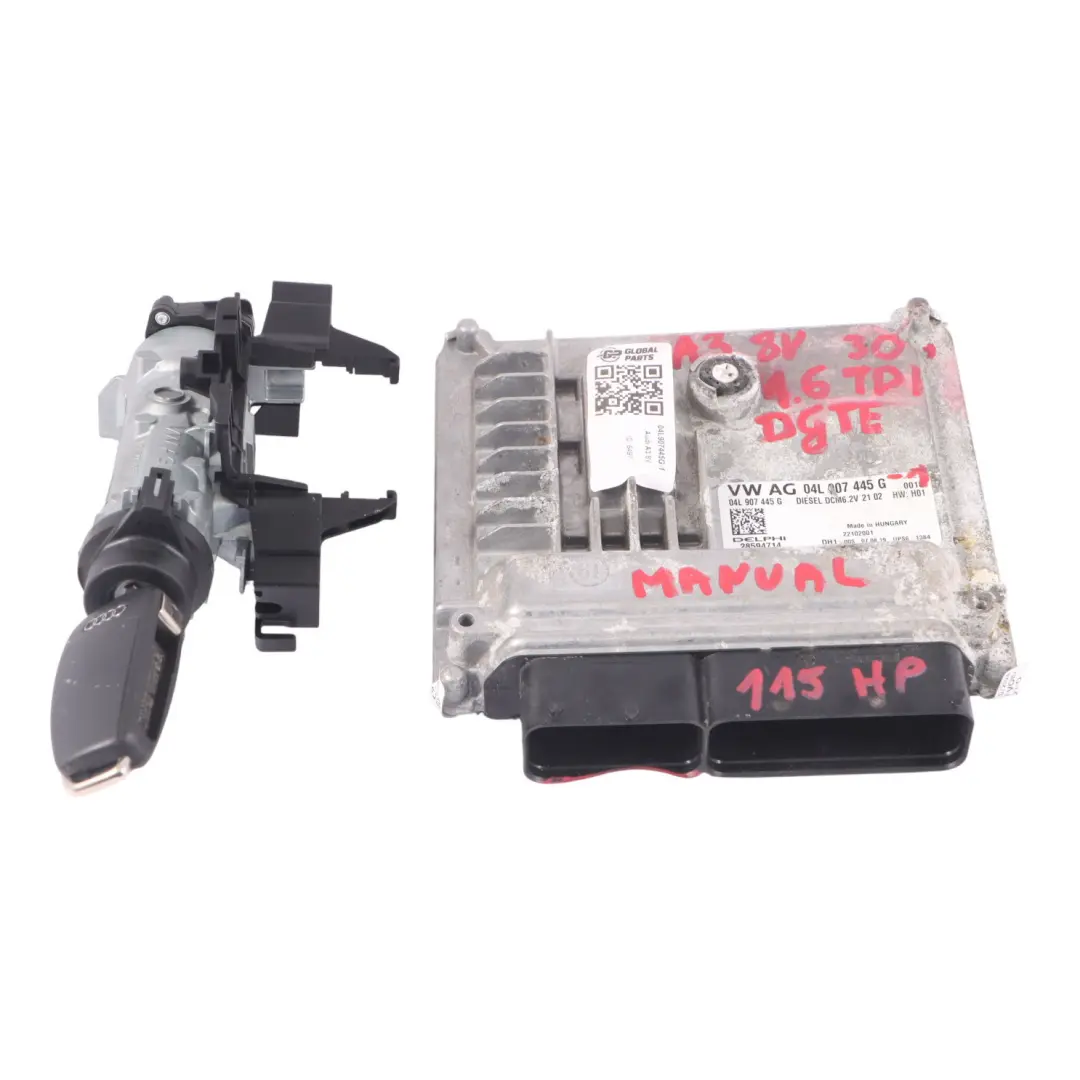 Audi A3 8V 1.6 TDI DGTE 115 HP Engine ECU Kit Ignition + Key Manual - SKU 04L907445G-1 - Part number 04L907445G