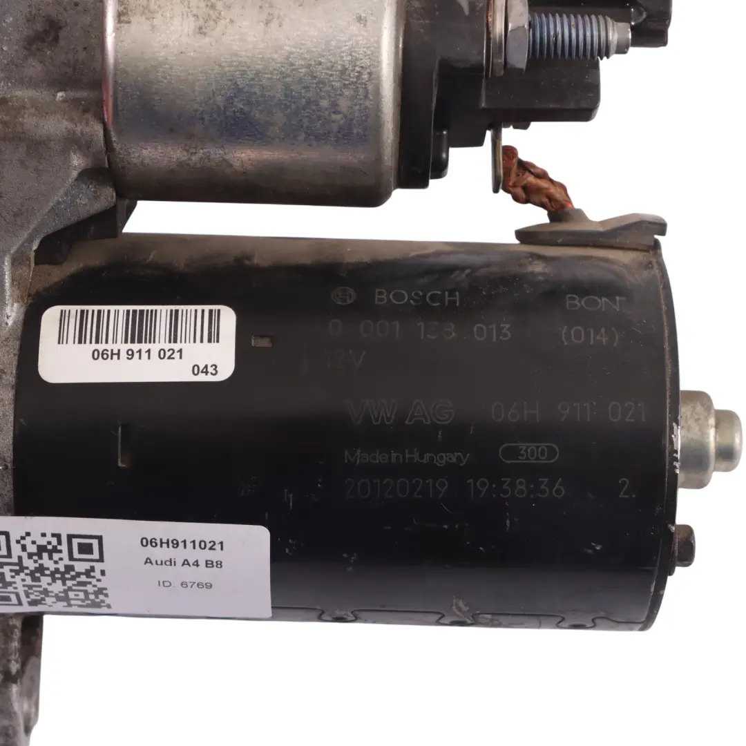 Starter Motor to Audi A4 B8 2.0 TFSI Petrol Engine with Part number 06H911021 Audi A4 B8 2.0 TFSI Petrol Engine Starter Motor - SKU 06H911021 - Part number 06H911021