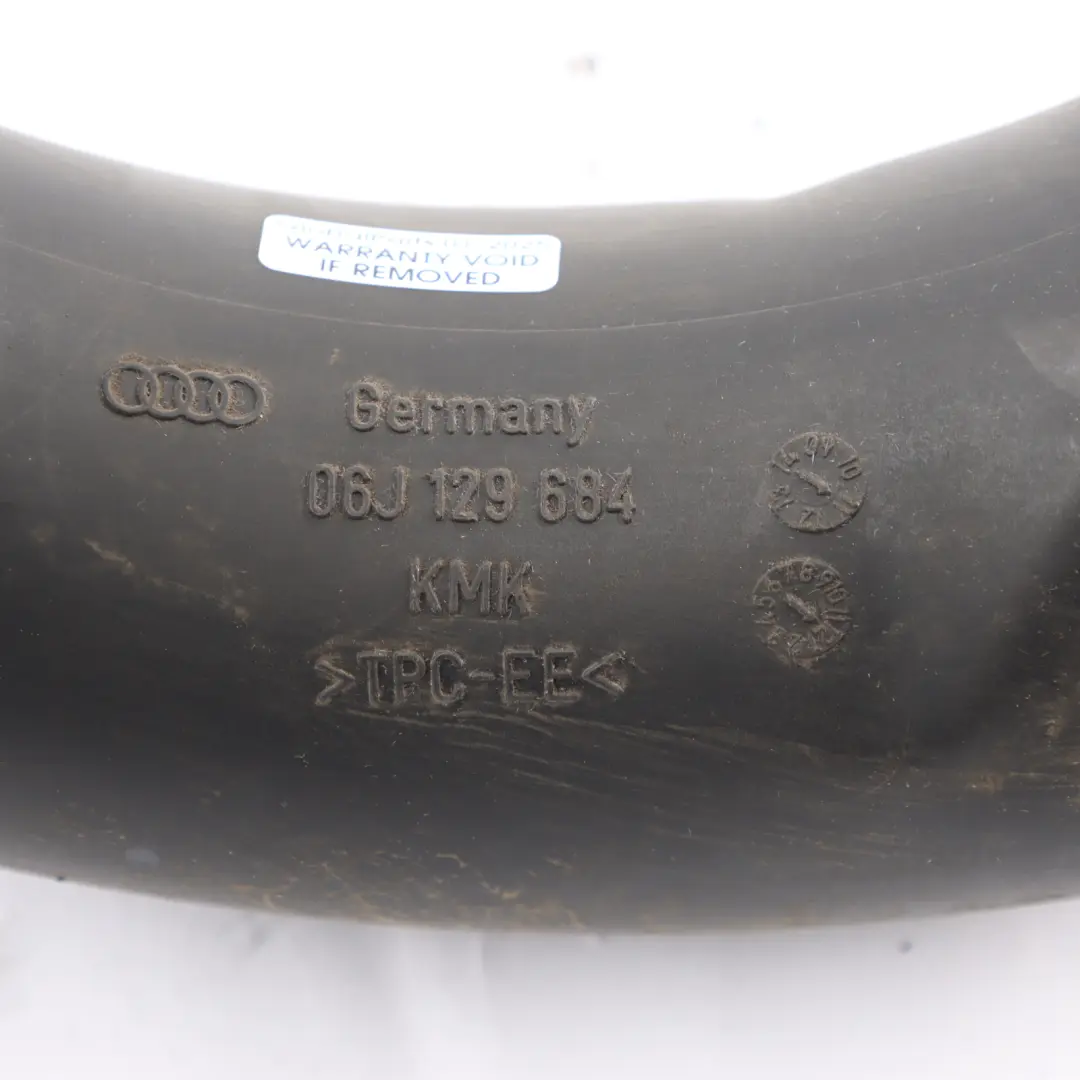 Charge Intake Pipe Hose Line Petrol to Audi TT 8J Intercooler Air with Part number 06J129684 Audi TT 8J Intercooler Air Charge Intake Pipe Hose Line Petrol - SKU 06J129684 - Part number 06J129684