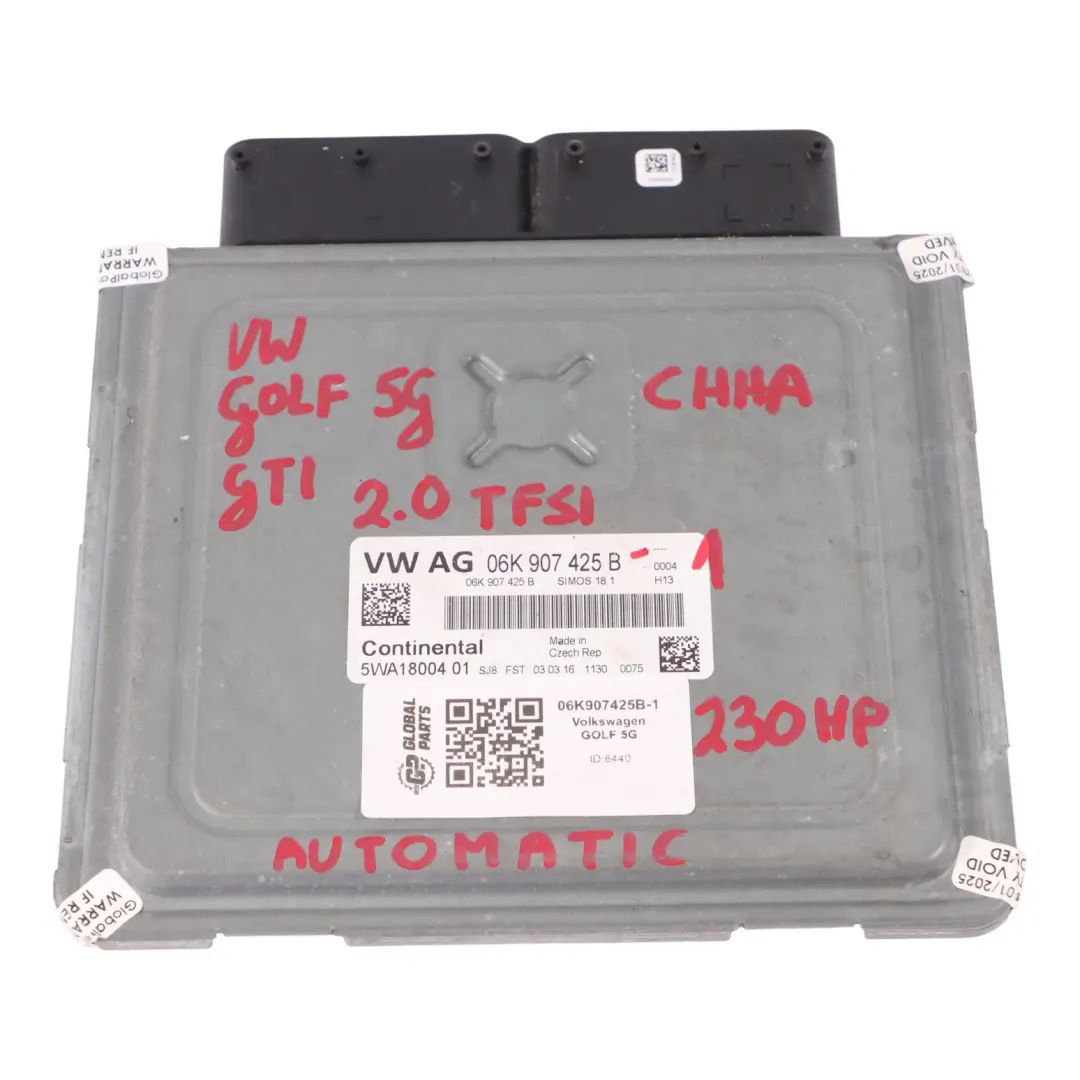 CHHA 230HP Motorsteuergerät ECU 04L907309B für Volkswagen Golf Mk7 GTI 2.0 TFSI mit Teilenummer 06K907425B Volkswagen Golf Mk7 GTI 2.0 TFSI CHHA 230HP Motorsteuergerät ECU 04L907309B - SKU 06K907425B-1 - Teilenummer 06K907425B