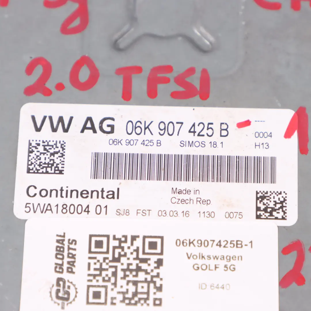 CHHA 230HP Engine Control Unit ECU 04L907309B to Volkswagen Golf Mk7 GTI 2.0 TFSI with Part number 06K907425B Volkswagen Golf Mk7 GTI 2.0 TFSI CHHA 230HP Engine Control Unit ECU 04L907309B - SKU 06K907425B-1 - Part number 06K907425B