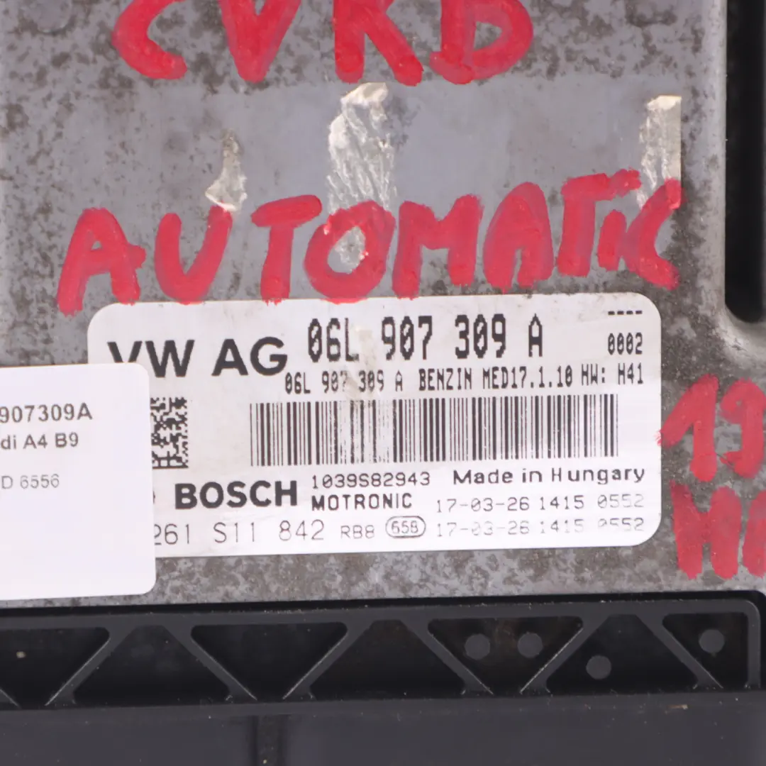 CVKB 190HP Unità controllo motore ECU Automatico per Audi A4 B9 2.0 TFSI con numero di parte 06L907309A Audi A4 B9 2.0 TFSI CVKB 190HP Unità controllo motore ECU Automatico - SKU 06L907309A - Numero di parte 06L907309A