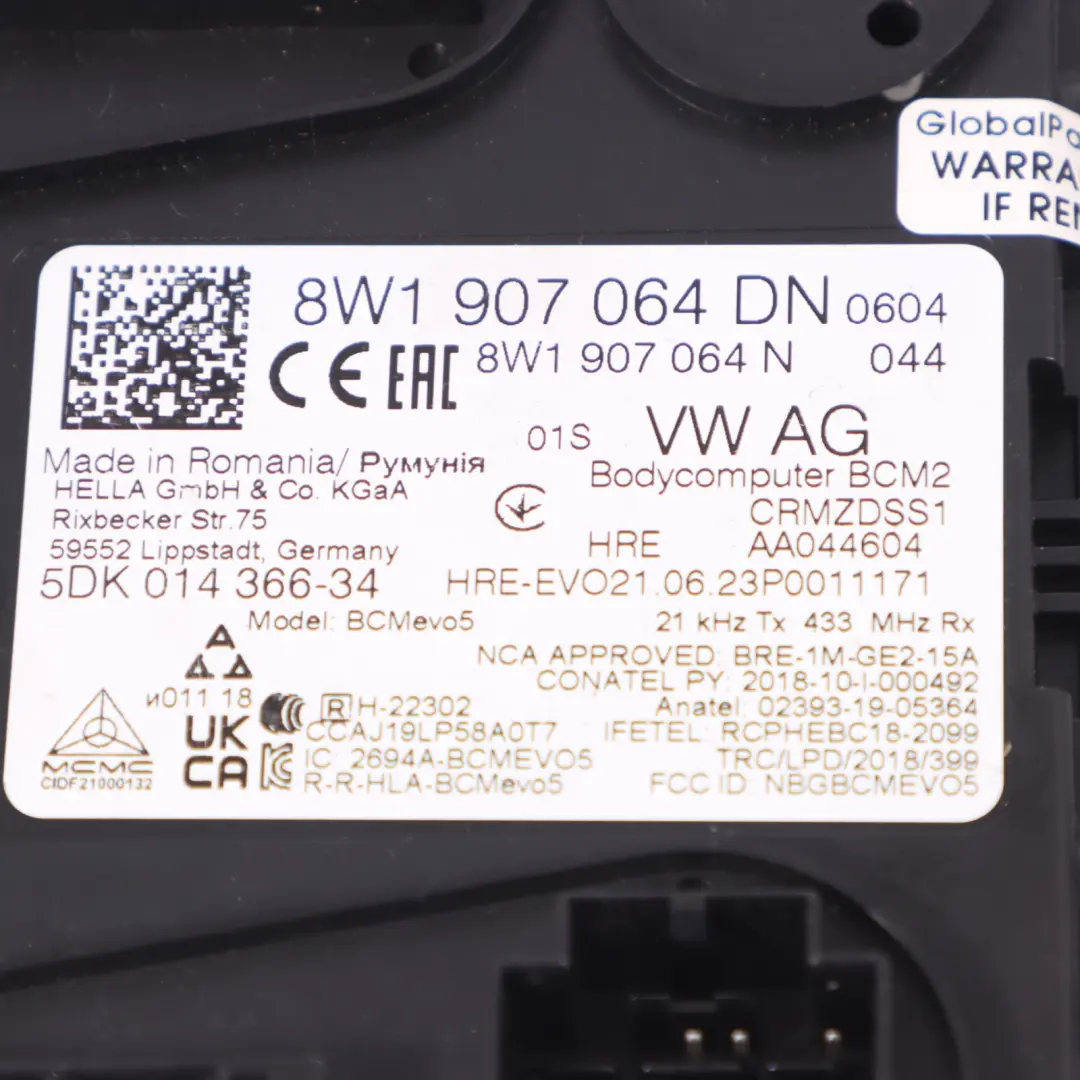 Audi A4 B9 8W 35 TFSI DMSB 150 CV Motor Kit ECU Llave Automático - SKU 06N907309A-1 - Número de pieza 06N907309A