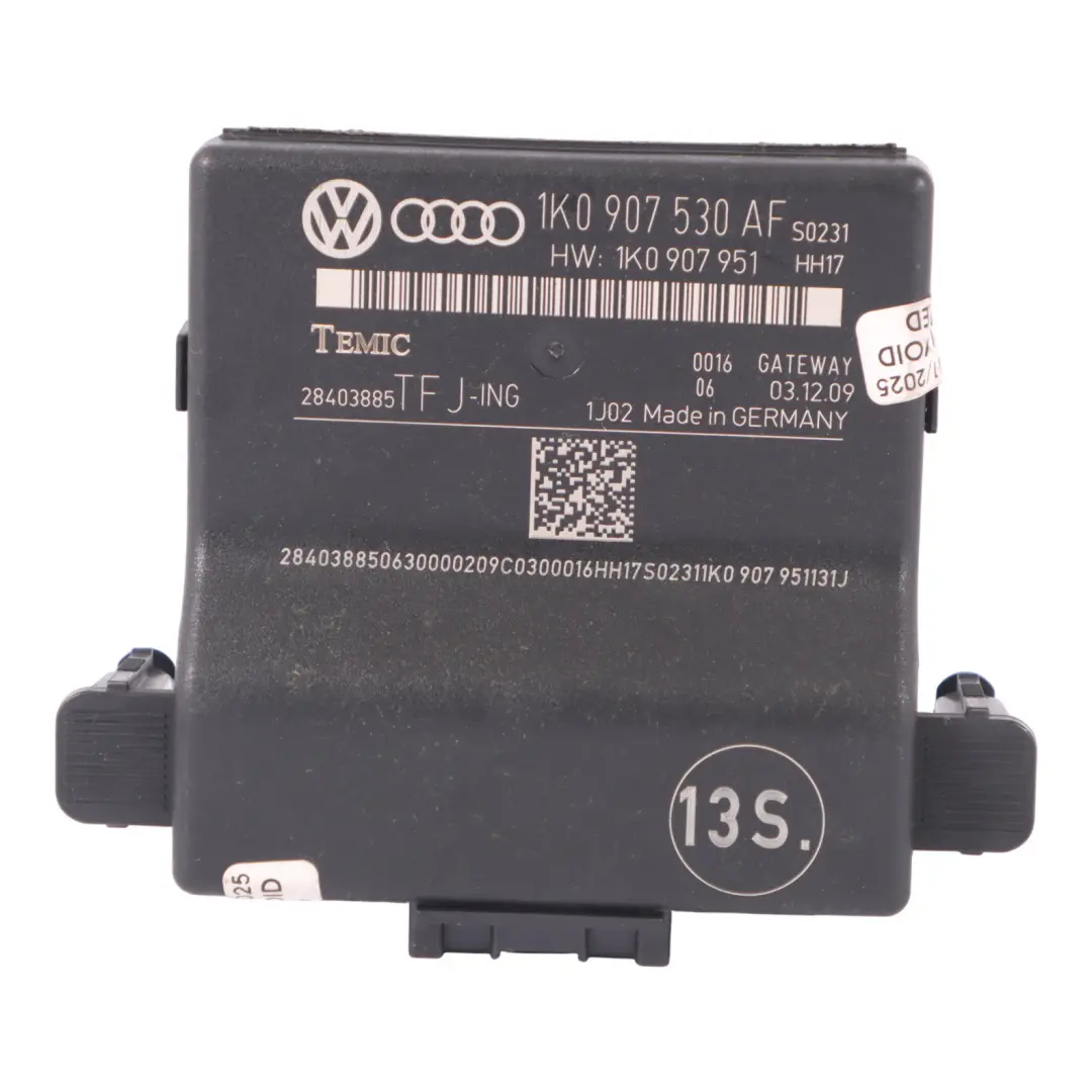 Gateway Modul Audi A3 8P Volkswagen Golf Mk6 Steuer Gerät ECU für mit Teilenummer 1K0907530AF Gateway Modul Audi A3 8P Volkswagen Golf Mk6 Steuer Gerät ECU - SKU 1K0907530AF - Teilenummer 1K0907530AF