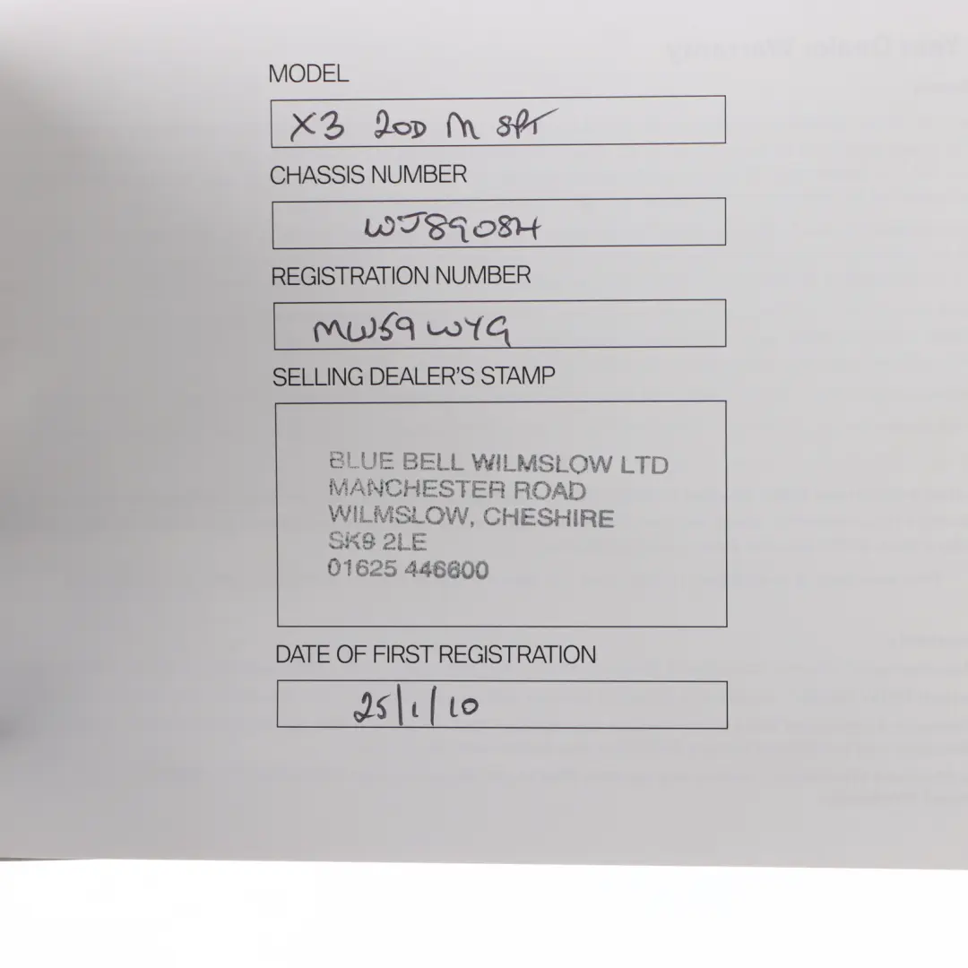 BMW X3 Series E83 LCI Service Booklet Owner's Handbook Pouch Case Wallet - SKU 2602334 - Part number 2602334