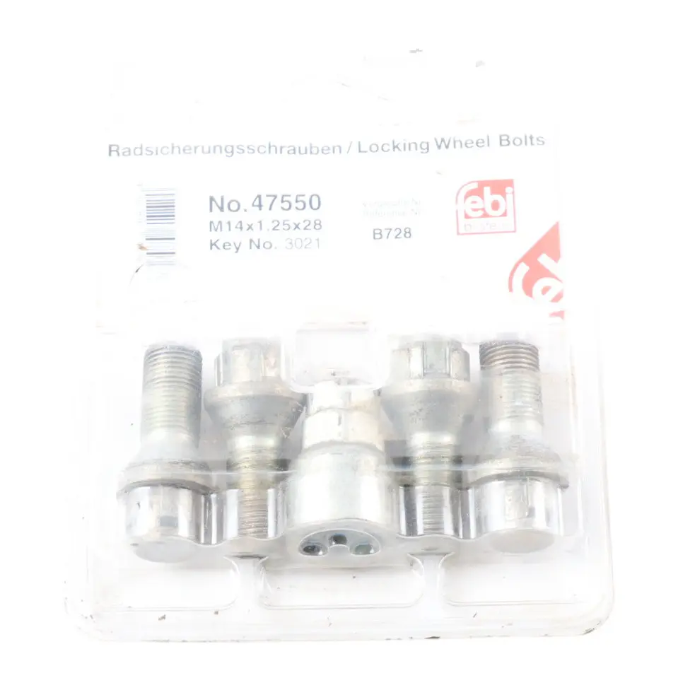 Febi Wheel Locking Bolt Kit For BMW M14x1.25x28 to with Part number 47550 Febi Wheel Locking Bolt Kit For BMW M14x1.25x28 - SKU 47550 - Part number 47550