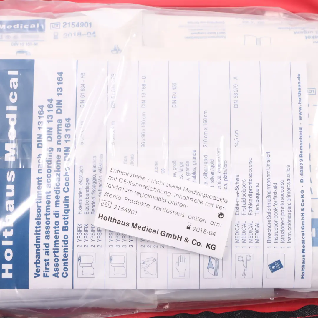 Audi A7 4G8 Emergency First Aid Kit Set Pouch Bandages Red Bag - SKU 4E0860282A - Part number 4E0860282A