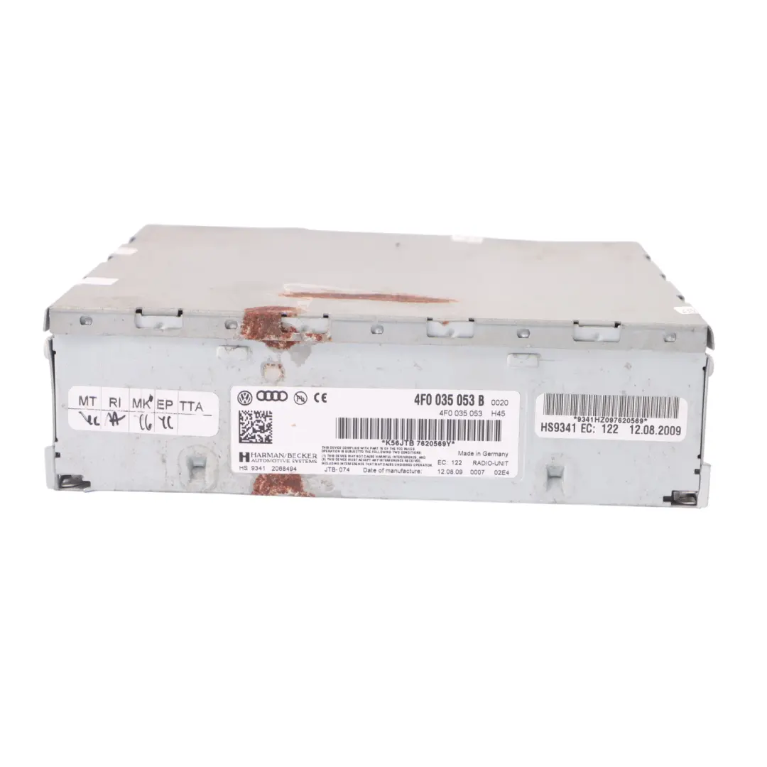 Radio Control Head Unit Harman Becker to Audi A4 A5 A6 Q5 Q7 with Part number 4F0035053B Audi A4 A5 A6 Q5 Q7 Radio Control Head Unit Harman Becker - SKU 4F0035053B-1 - Part number 4F0035053B