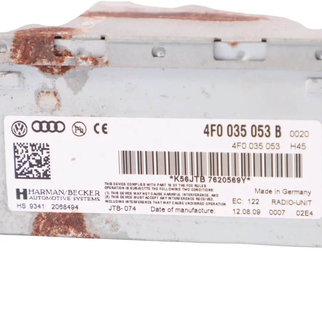 Radio Samochodowe Odtwarzacz Harman Becker do Audi A4 A5 A6 Q5 Q7 o numerze 4F0035053B Audi A4 A5 A6 Q5 Q7 Radio Samochodowe Odtwarzacz Harman Becker - SKU 4F0035053B-1 - Numer Części 4F0035053B