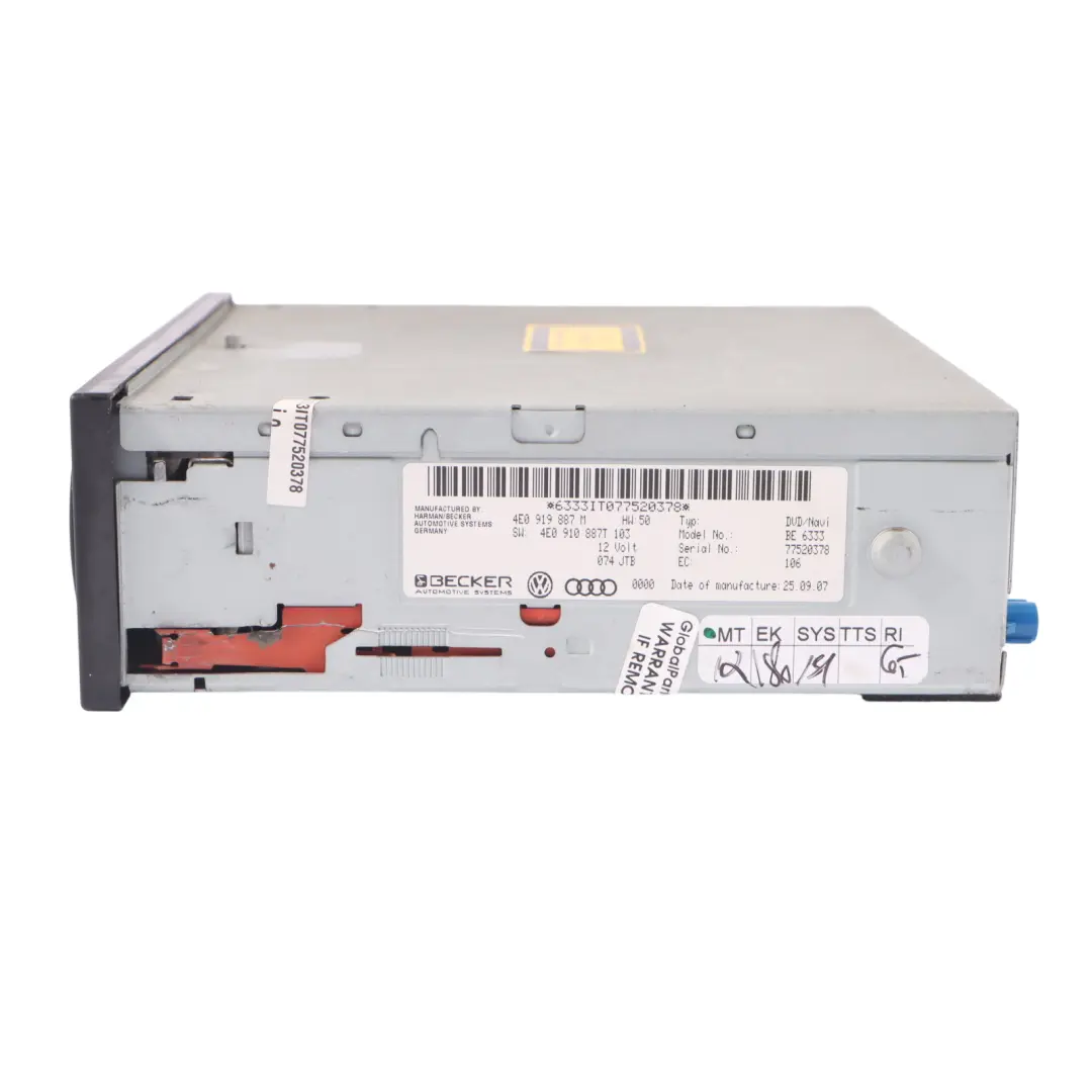 Audi A5 8T Sistema de Navegación Car Sat Nav Unidad principal - SKU 4F0919887M - Número de pieza 4F0919887M
