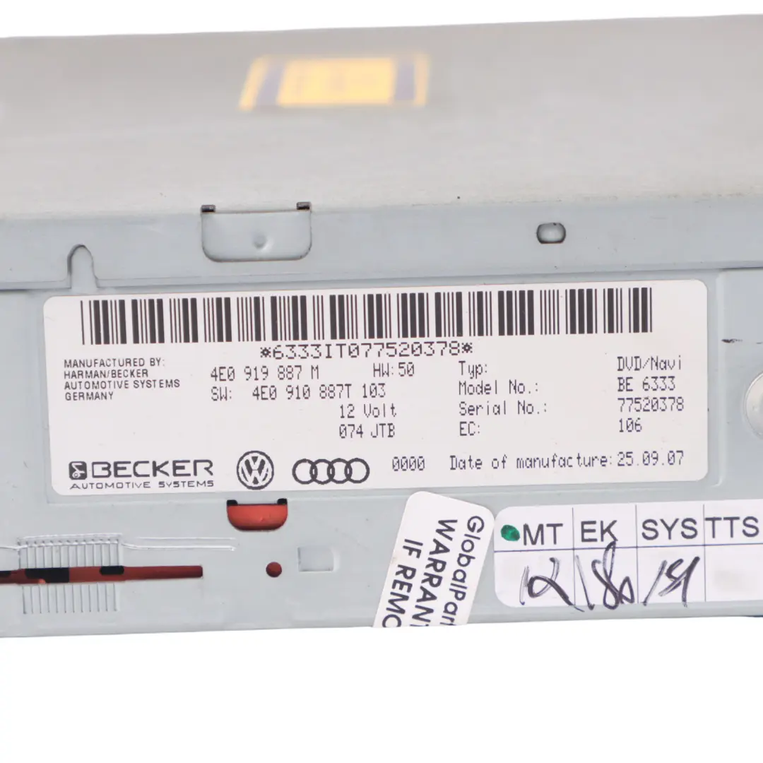 Audi A5 8T Navigation System Car Sat Nav Computer Head Unit - SKU 4F0919887M - Part number 4F0919887M