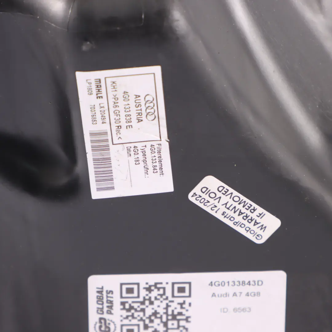 Audi A7 4G8 3.0 TDI Assemblage du boîtier de filtre d'admission d'air - SKU 4G0133838E - Numéro de pièce 4G0133843D