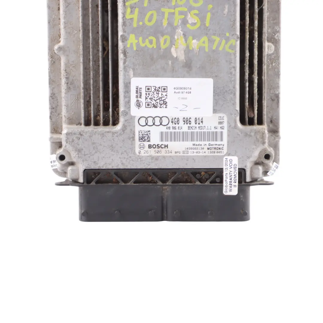 Audi S7 4G 4.0 TFSI CEUC Engine Module Control Unit ECU Automatic - SKU 4G0906014 - Part number 4G0906014