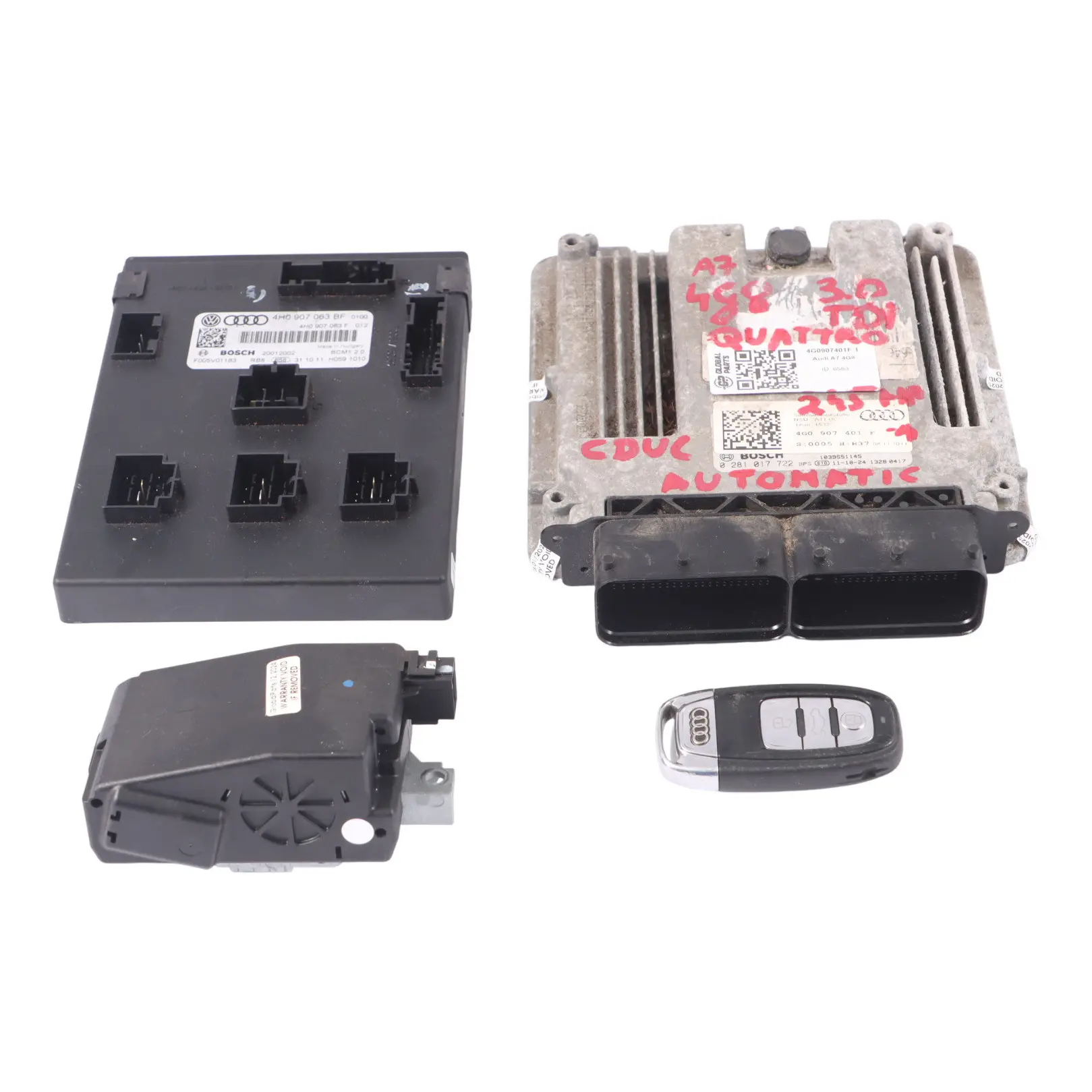 Audi A7 4G 3.0 TDI CDUC Quattro Engine ECU Kit BCM + Ignition + Key 04L907445G