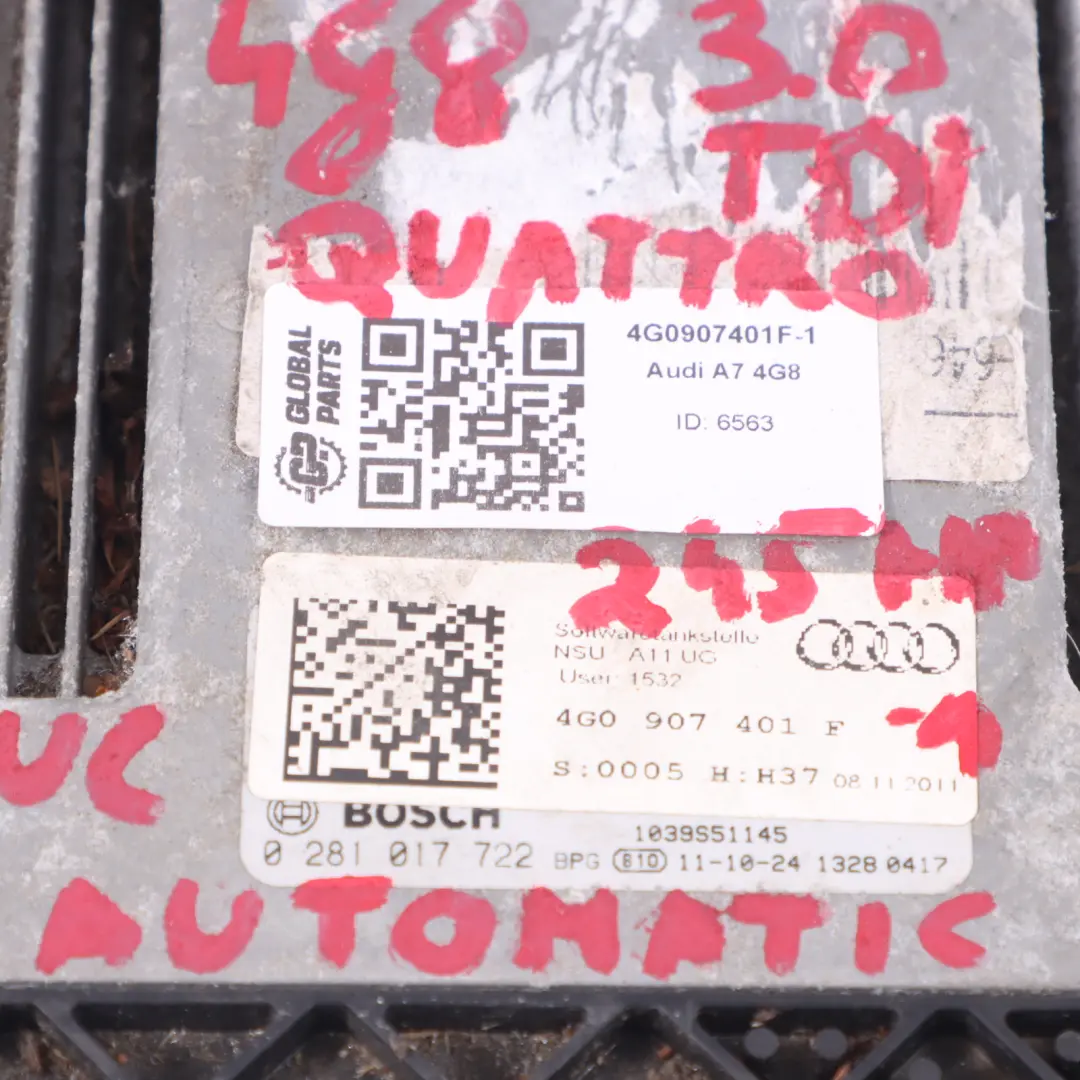 Audi A7 4G 3.0 TDI CDUC Quattro Motore ECU Kit BCM Chiave accensione 04L907445F - SKU 4G0907401F-1 - Numero di parte 4G0907401F