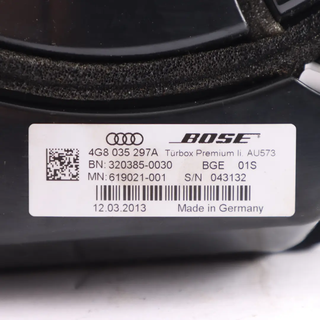 Subwoofer Speaker Door Front Left N/S Bose Audio Audi A7 S7 4G - SKU 4G8035297A - Part number 4G8035297A
