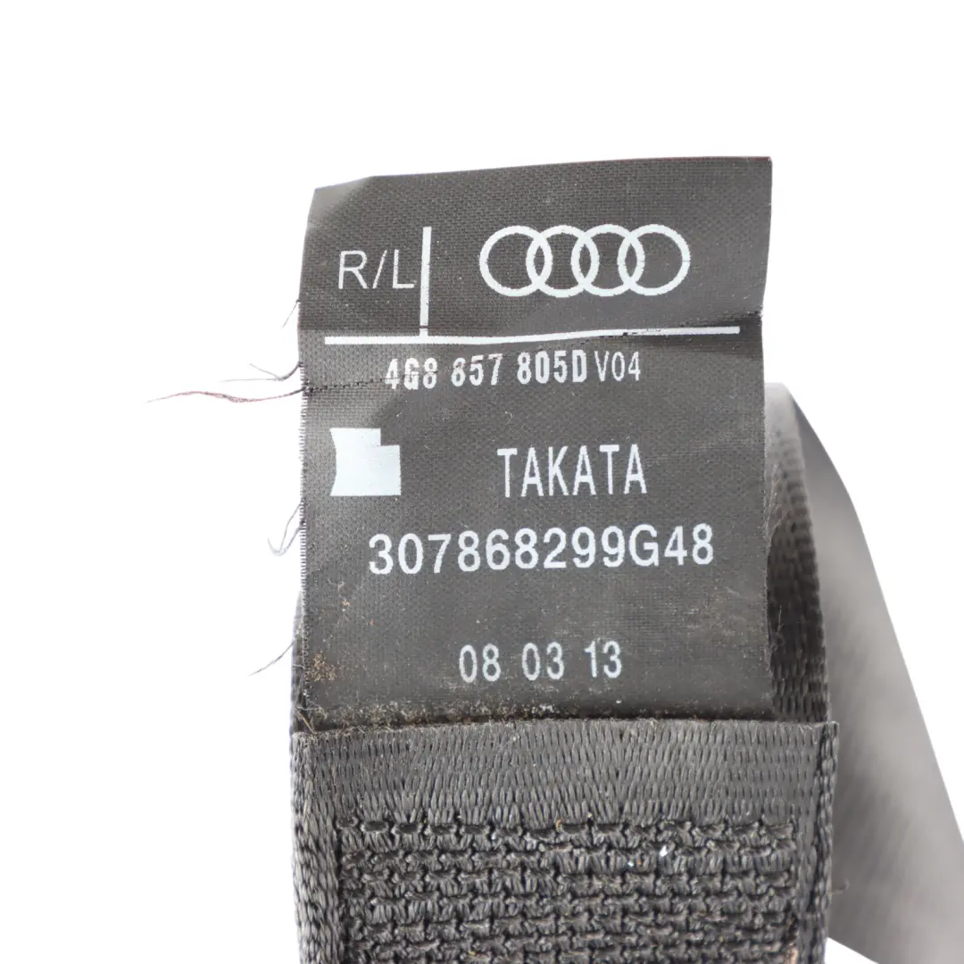 Audi A7 4G A6 C7 Seat Belt Rear Left Right N/O/S Seatbelt Black - SKU 4G8857805D - Part number 4G8857805D