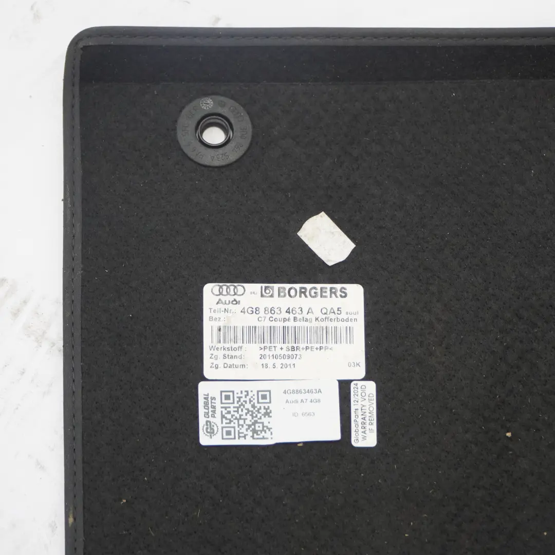 Tappetino il bagagliaio Tappetino in moquette posteriore per Audi A7 4G con numero di parte 4G8863463A Audi A7 4G Tappetino il bagagliaio Tappetino in moquette posteriore - SKU 4G8863463A - Numero di parte 4G8863463A