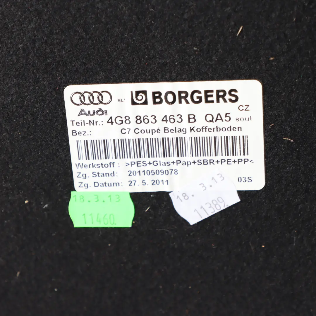 Boot Trunk Carpet Floor Mat Panel Liner Cover to Audi A7 S7 4G with Part number 4G8863463B Audi A7 S7 4G Boot Trunk Carpet Floor Mat Panel Liner Cover - SKU 4G8863463B - Part number 4G8863463B