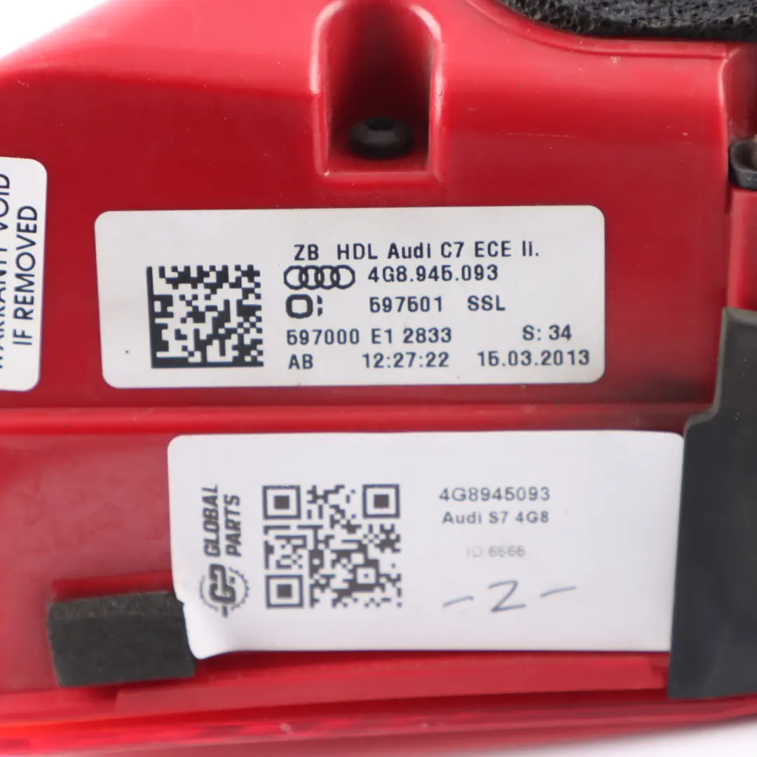 Audi A7 4G Tailgate Trasero Tapa Maletero Boot Luz Izquierda LED - SKU 4G8945093 - Número de pieza 4G8945093