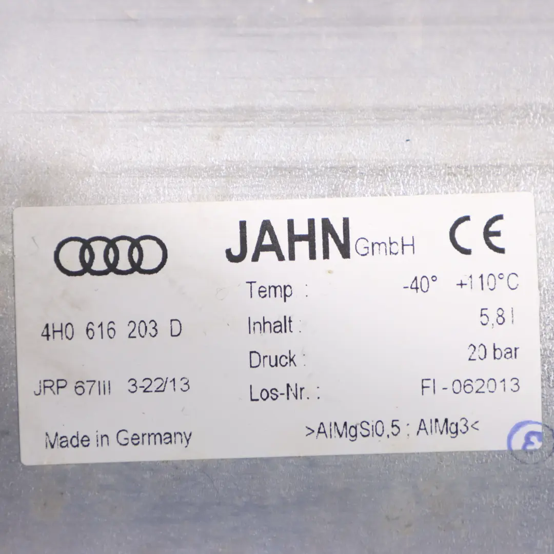 A8L 4H Suspension Air Capacity Tank Pressure Cylinder Reservoir to Audi with Part number 4H0616203D Audi A8L 4H Suspension Air Capacity Tank Pressure Cylinder Reservoir - SKU 4H0616203D - Part number 4H0616203D