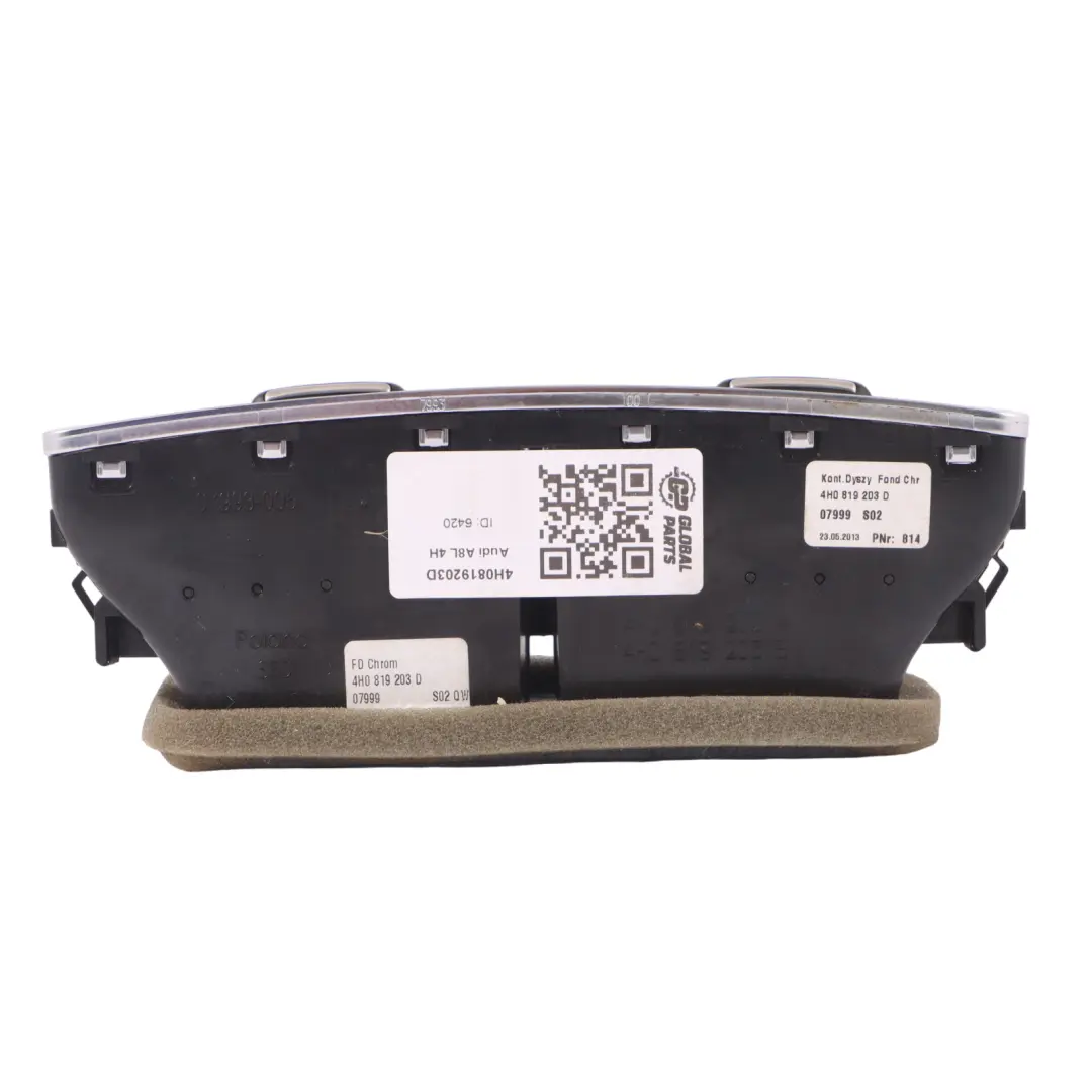 Audi A8L 4H Hintere Lüftungsdüsen Verkleidung Konsole Kühlergrill - SKU 4H0819203D - Teilenummer 4H0819203D