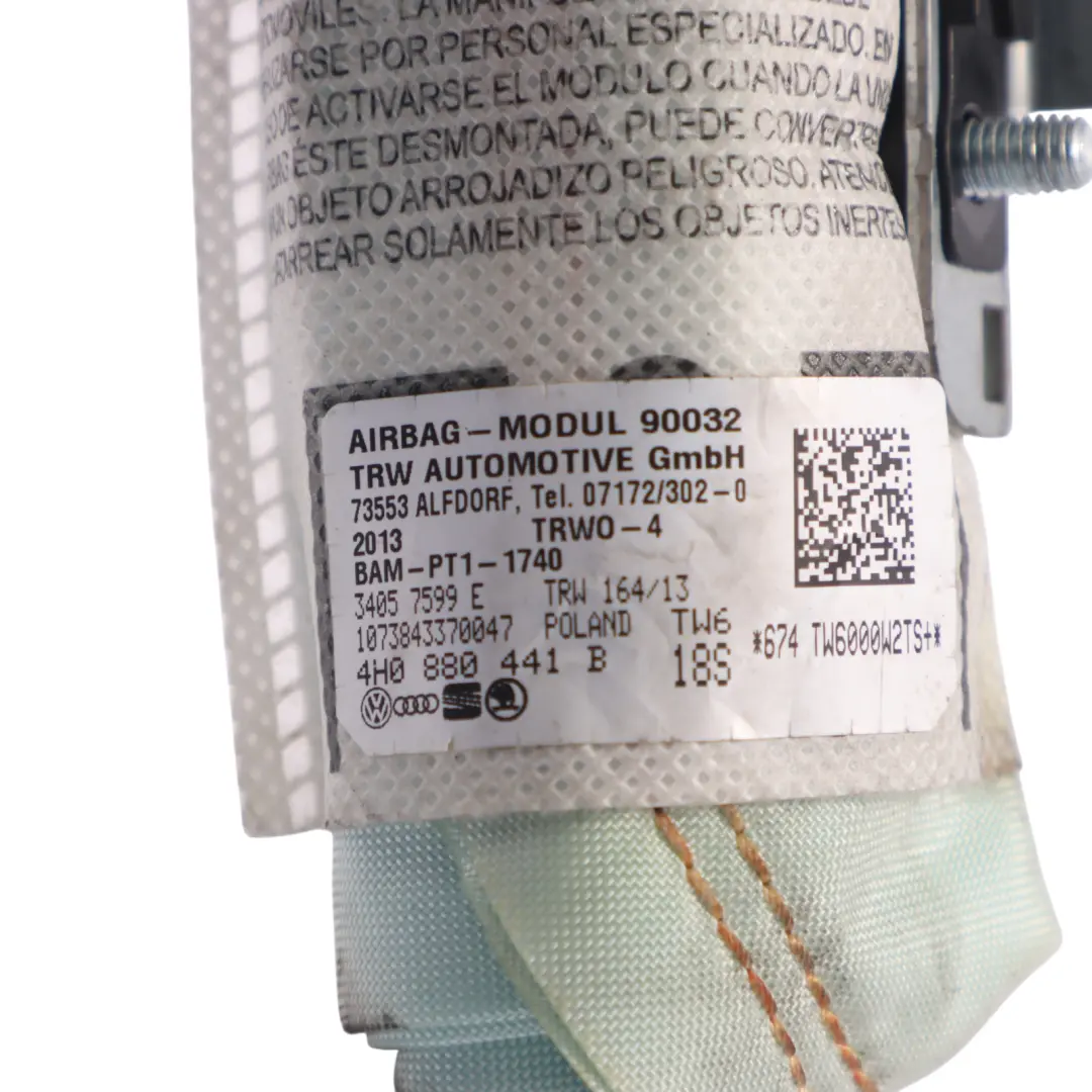 Audi S8 4H Module d'air des sièges arrière Système SRS gauche - SKU 4H0880441B - Numéro de pièce 4H0880441B