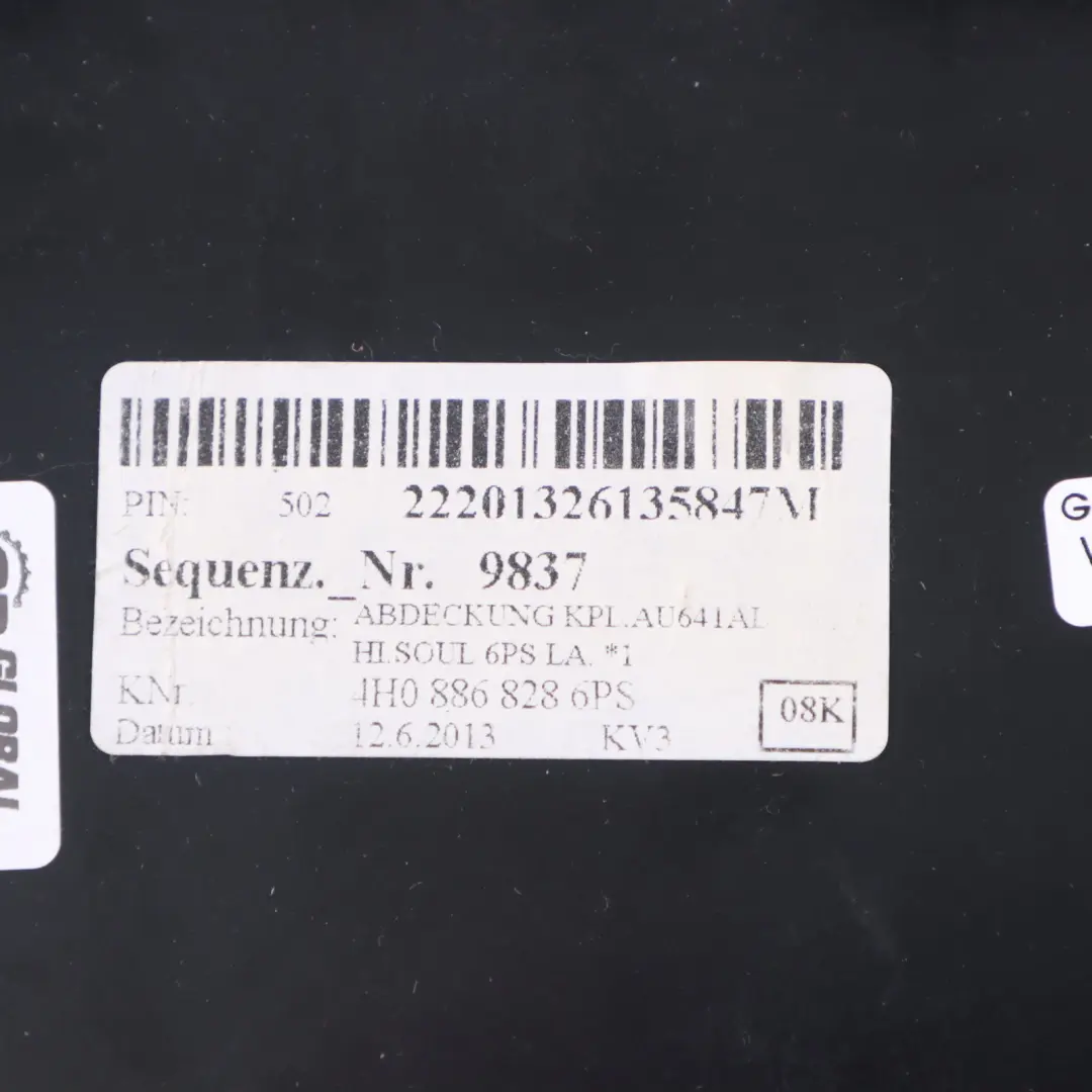 Audi A8L 4H Vano portaoggetti posteriore primo soccorso Rivestimento - SKU 4H0886828 - Numero di parte 4H0886828