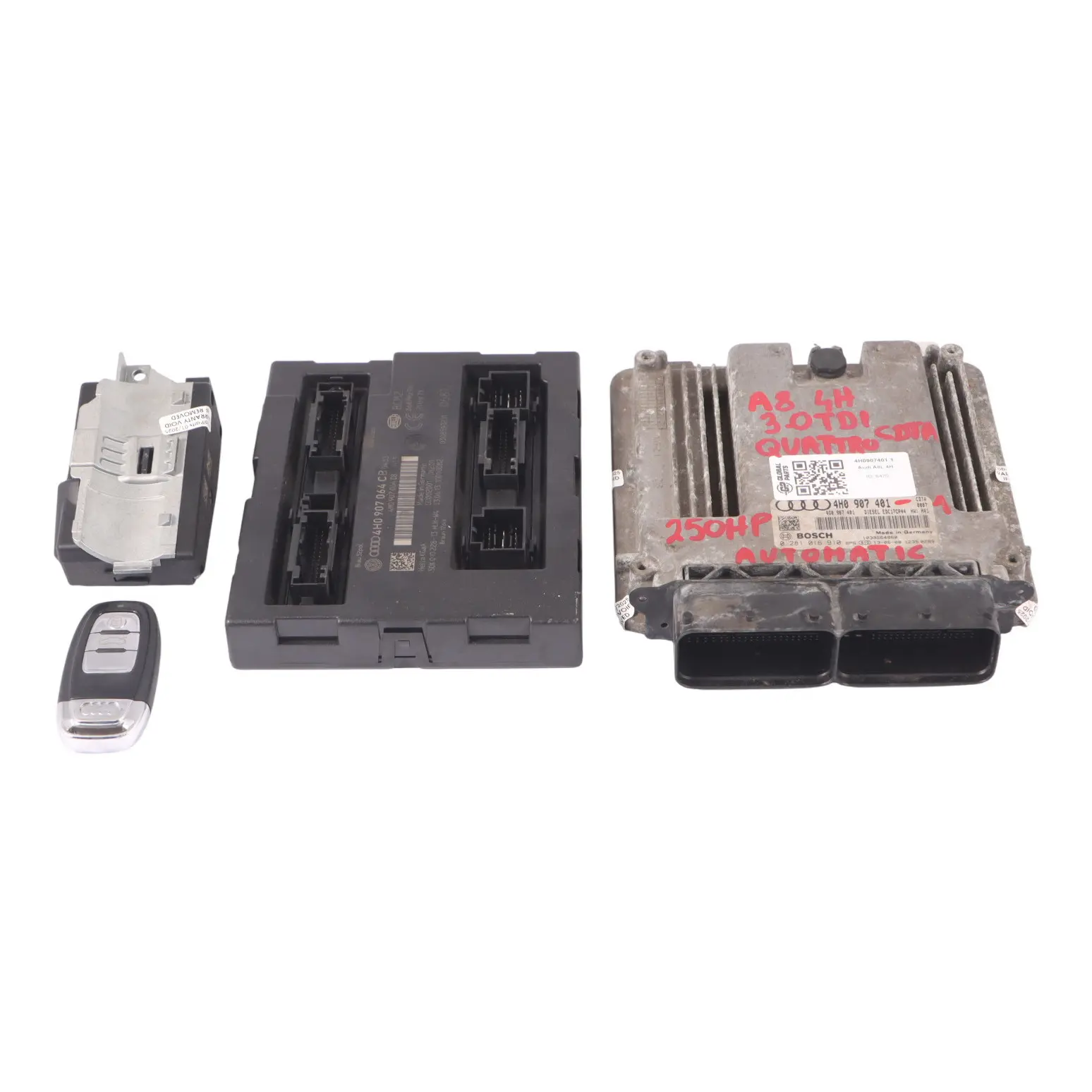 Audi A8 4H 3.0 TDI CDTA 250HP Quattro Engine ECU Kit 4H0907401 BCM + Key + Lock