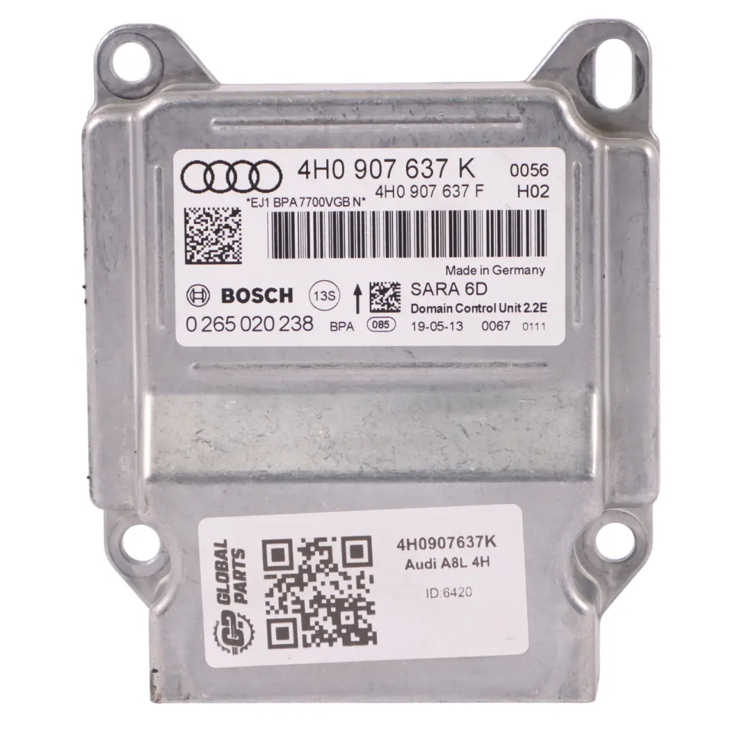 A8L 4H imbardata dominio modulo di controllo ECU per Audi con numero di parte 4H0907637K Audi A8L 4H imbardata dominio modulo di controllo ECU - SKU 4H0907637K - Numero di parte 4H0907637K