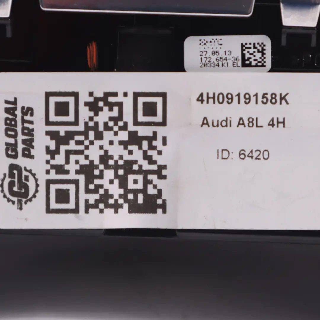 Audi A8L 4H A/C Air Condition Heater Climate Control Switch Panel - SKU 4H0919158K - Part number 4H0919158K