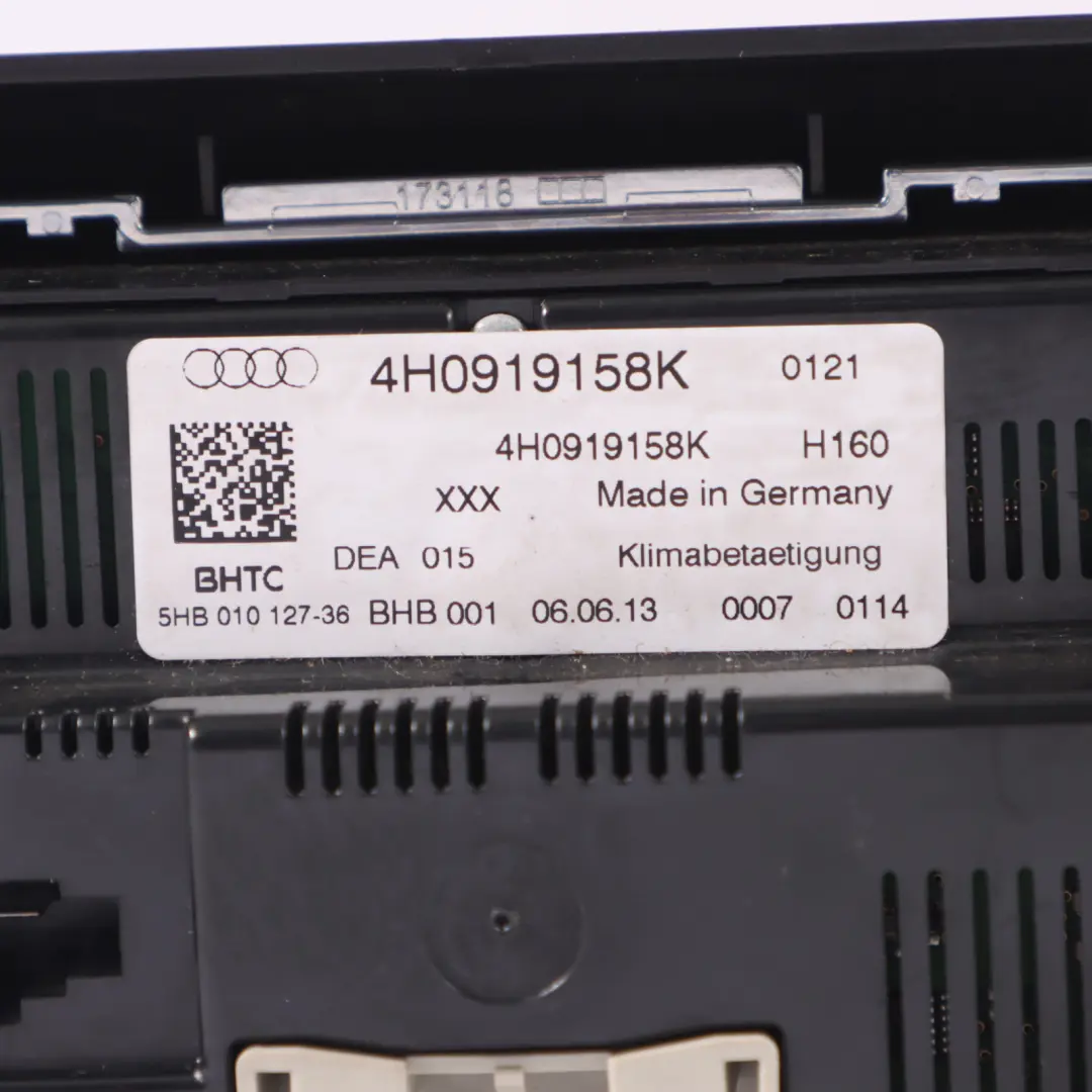 A8L 4H A/C Panneau commande système climatisation chauffage pour Audi à propos du numéro de pièce 4H0919158K Audi A8L 4H A/C Panneau commande système climatisation chauffage - SKU 4H0919158K - Numéro de pièce 4H0919158K