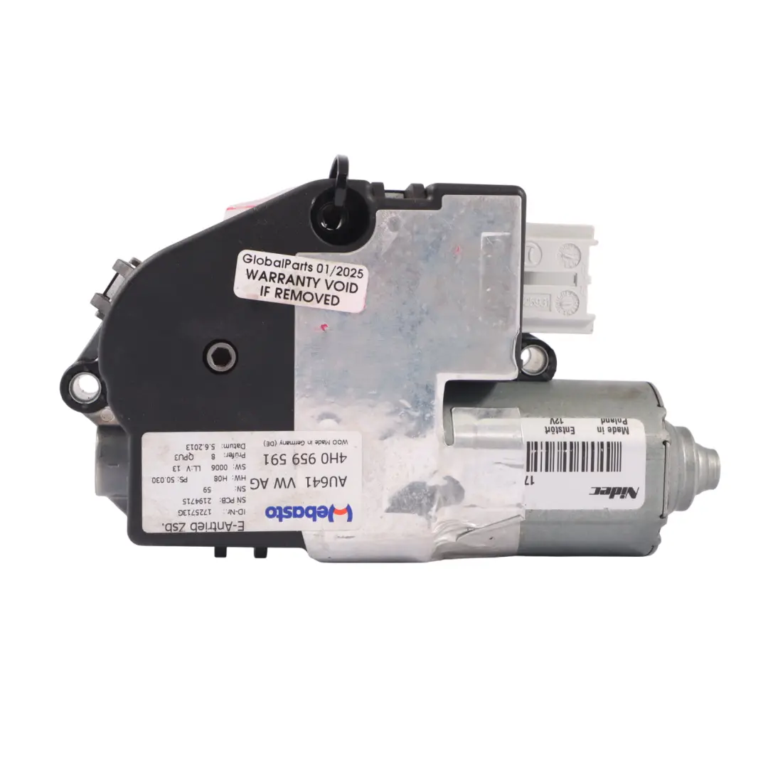A8L 4H Moteur ouvrant Toit relevable Entraînement électrique pour Audi à propos du numéro de pièce 4H0959591 Audi A8L 4H Moteur ouvrant Toit relevable Entraînement électrique - SKU 4H0959591 - Numéro de pièce 4H0959591