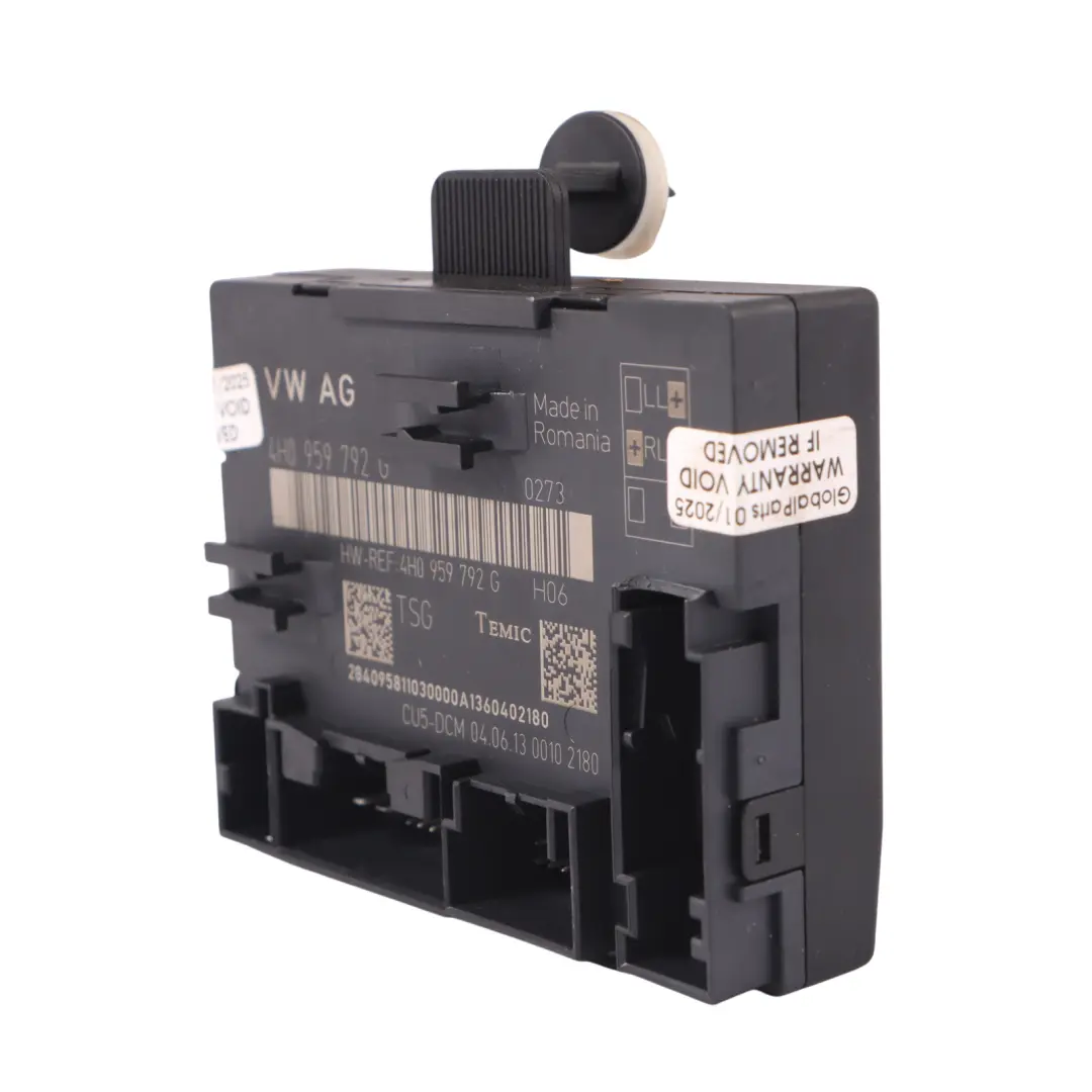 A8L 4H Modulo di controllo porta anteriore sinistra Unità ECU per Audi con numero di parte 4H0959792G Audi A8L 4H Modulo di controllo porta anteriore sinistra Unità ECU - SKU 4H0959792G - Numero di parte 4H0959792G