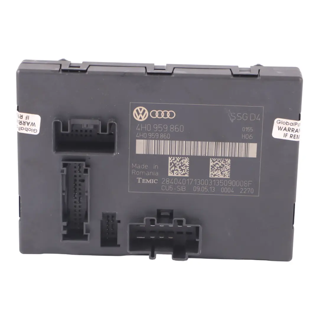 A8L 4H Módulo Control Asiento Trasero Derecho Izquierdo Memoria para Audi con número de pieza 4H0959860 Audi A8L 4H Módulo Control Asiento Trasero Derecho Izquierdo Memoria - SKU 4H0959860 - Número de pieza 4H0959860